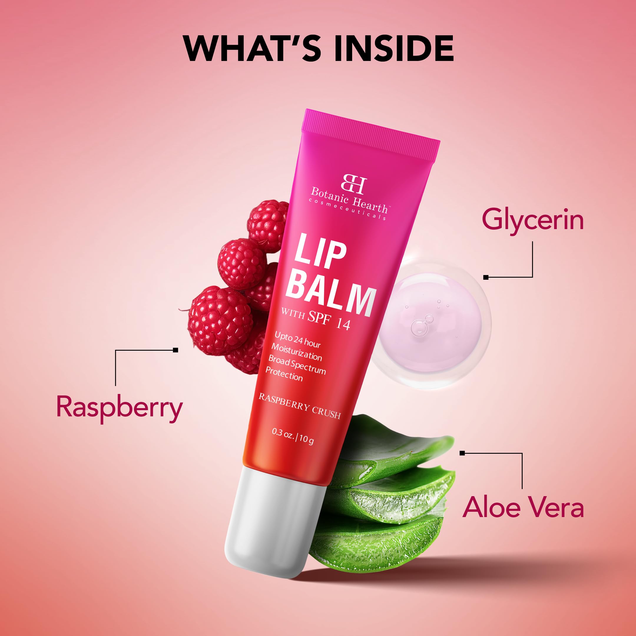 Botanic Hearth Raspberry Lip Balm SPF 14 – Soothing Lip Care with Jojoba & Vitamin E