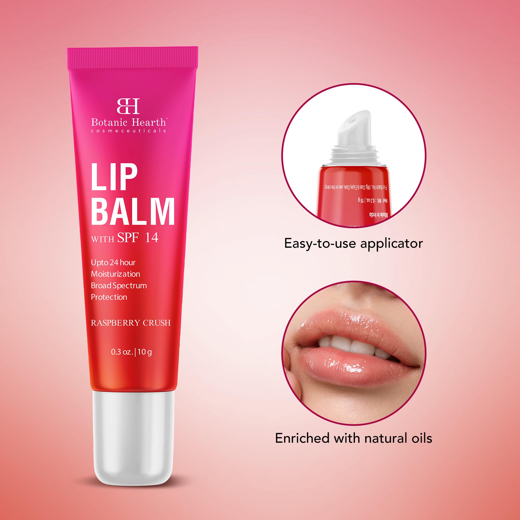 Botanic Hearth Raspberry Lip Balm SPF 14 – Soothing Lip Care with Jojoba & Vitamin E