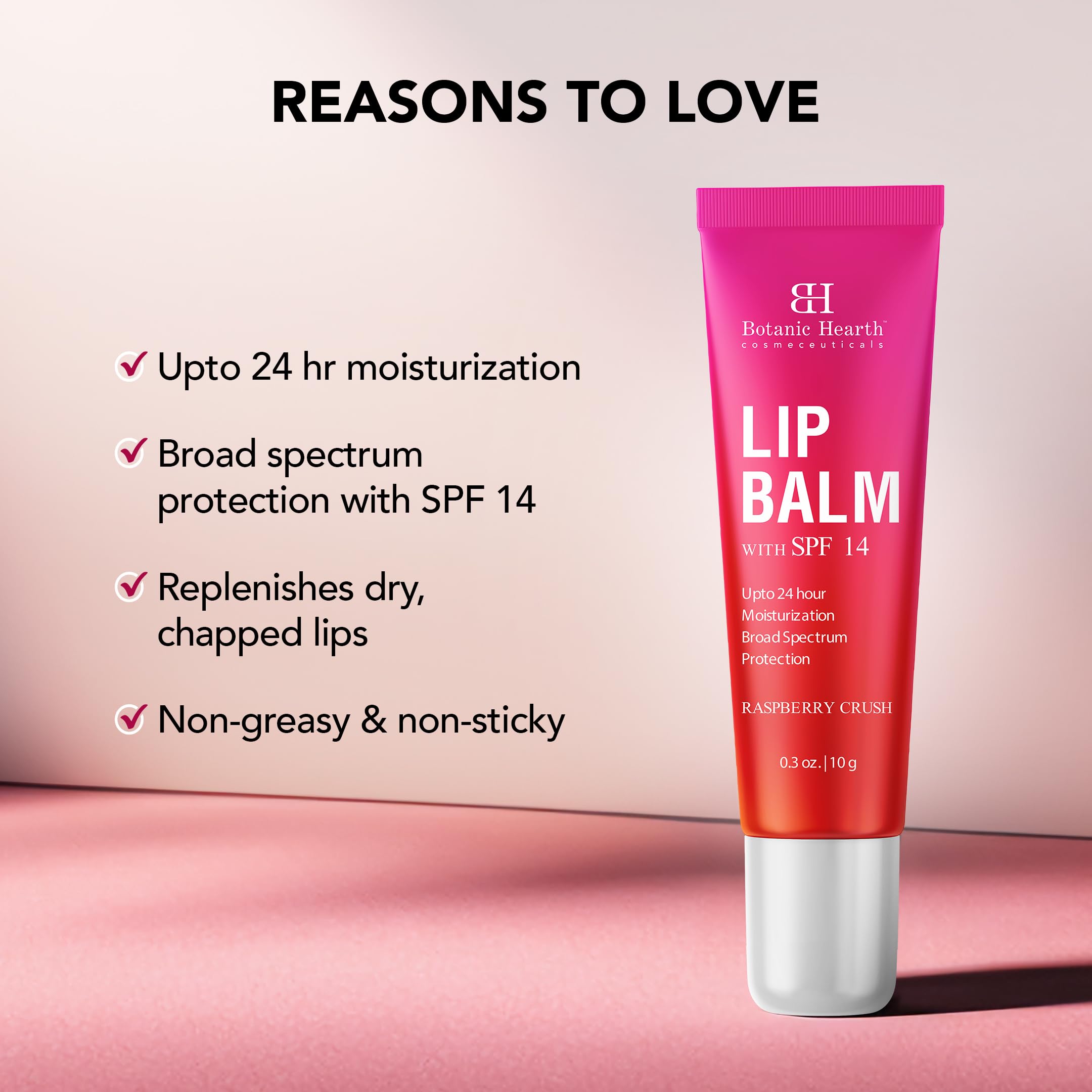 Botanic Hearth Raspberry Lip Balm SPF 14 – Soothing Lip Care with Jojoba & Vitamin E
