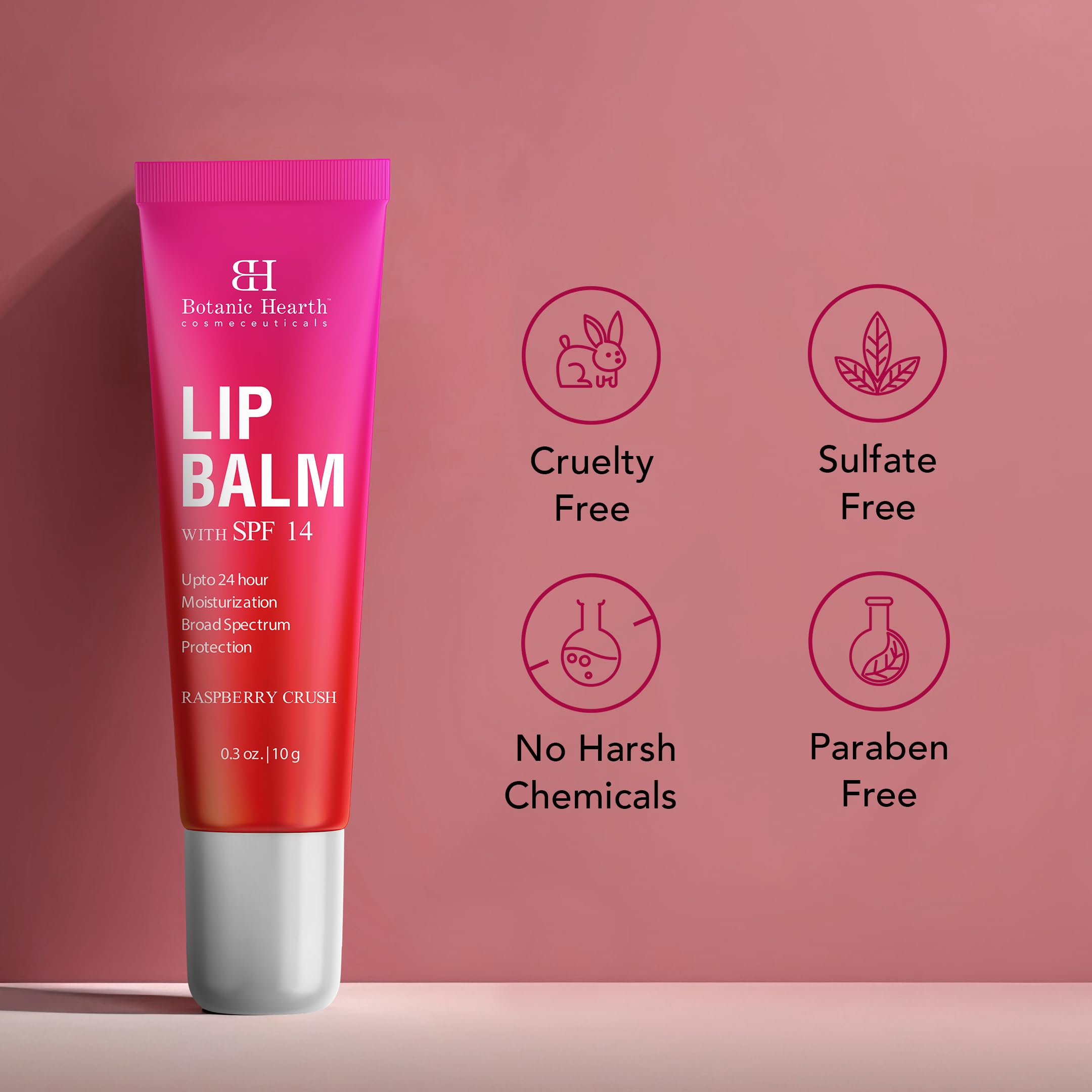 Botanic Hearth Raspberry Lip Balm SPF 14 – Soothing Lip Care with Jojoba & Vitamin E