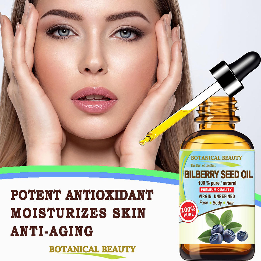 Botanical Beauty Bilberry Seed Oil – 100% Pure Virgin Cold-Pressed Carrier Oil for Face, Skin, Hair