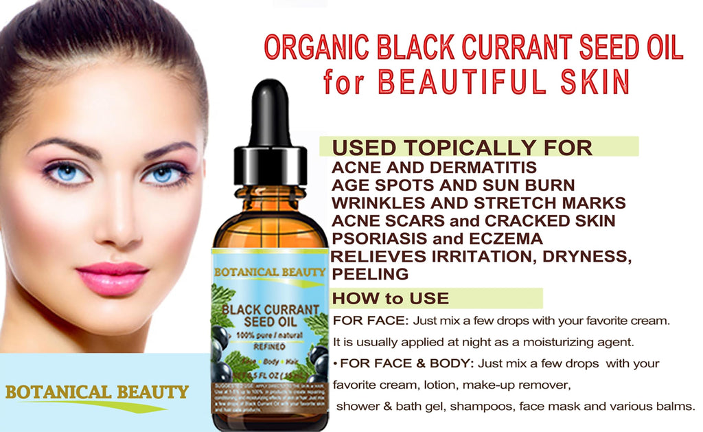 Botanical Beauty Black Currant Seed Oil — 100% Pure Cold-Pressed Carrier Oil for Skin, Hair, Lip & Nails (4 Oz)