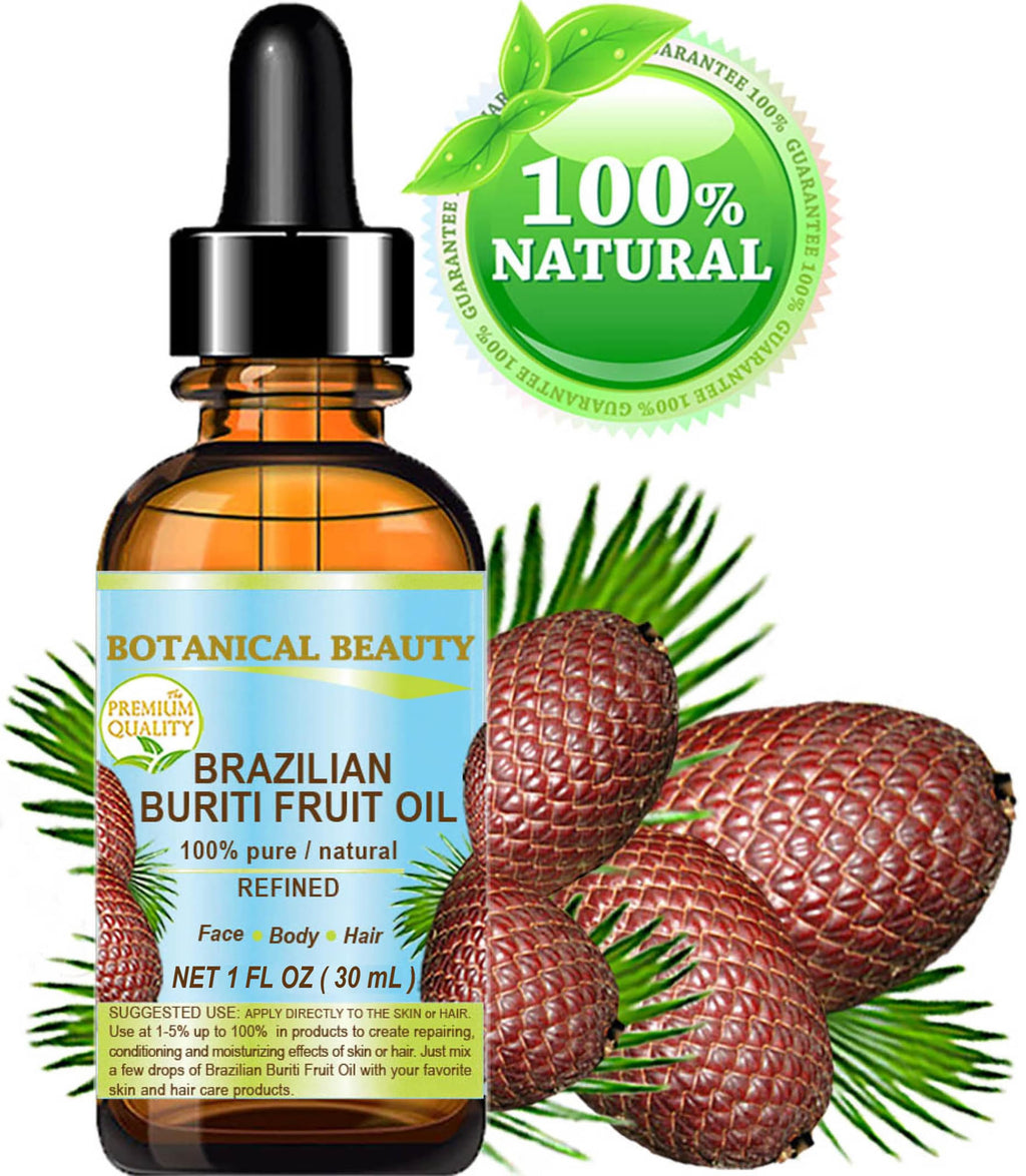 Botanical Beauty Brazilian Buriti Fruit Oil – 100% Pure, Refined, Cold-Pressed Carrier Oil, 1 Fl Oz