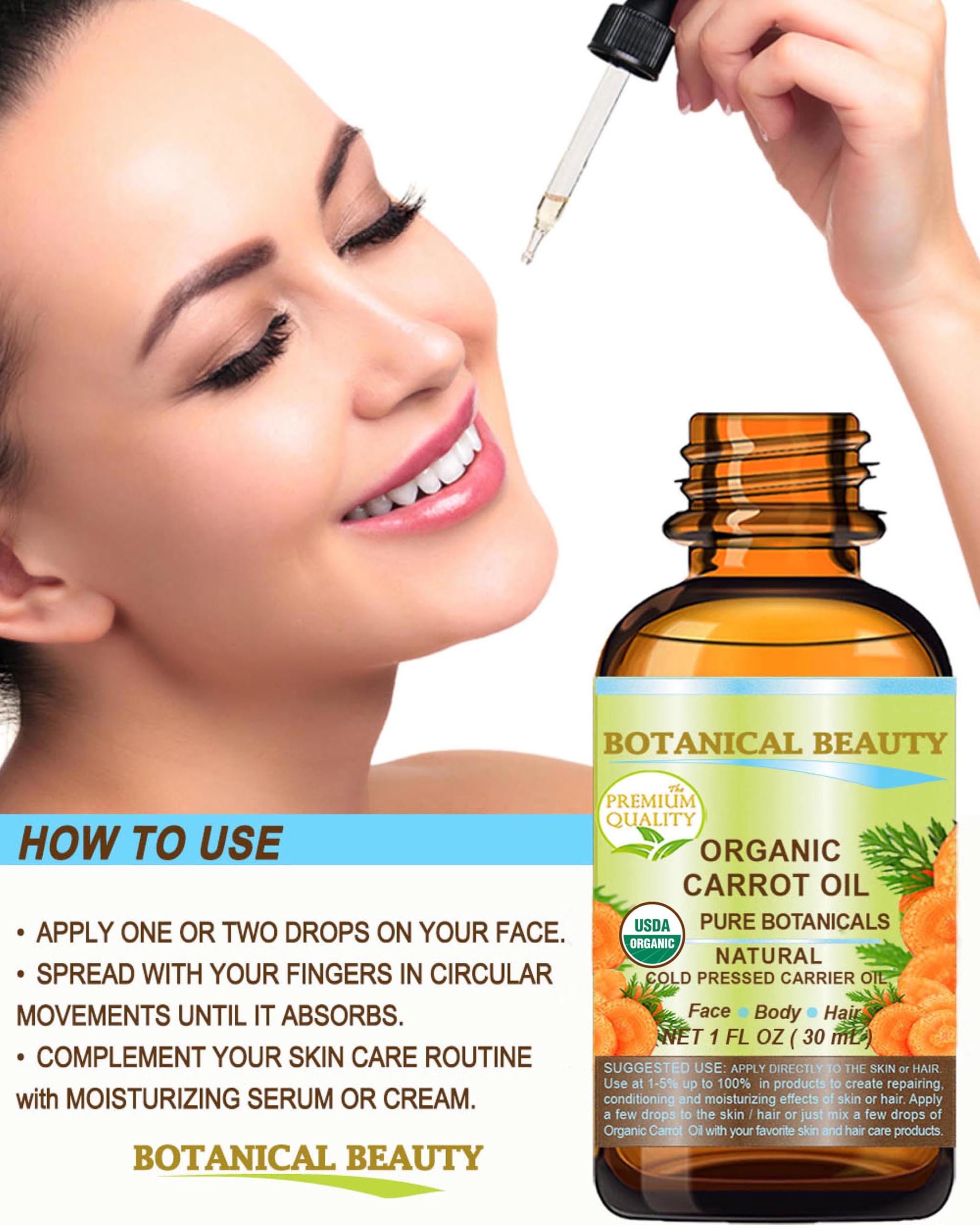 Botanical Beauty Organic Carrot Seed Oil – 100% Pure Virgin Cold-Pressed Carrier Oil (2 Fl Oz)