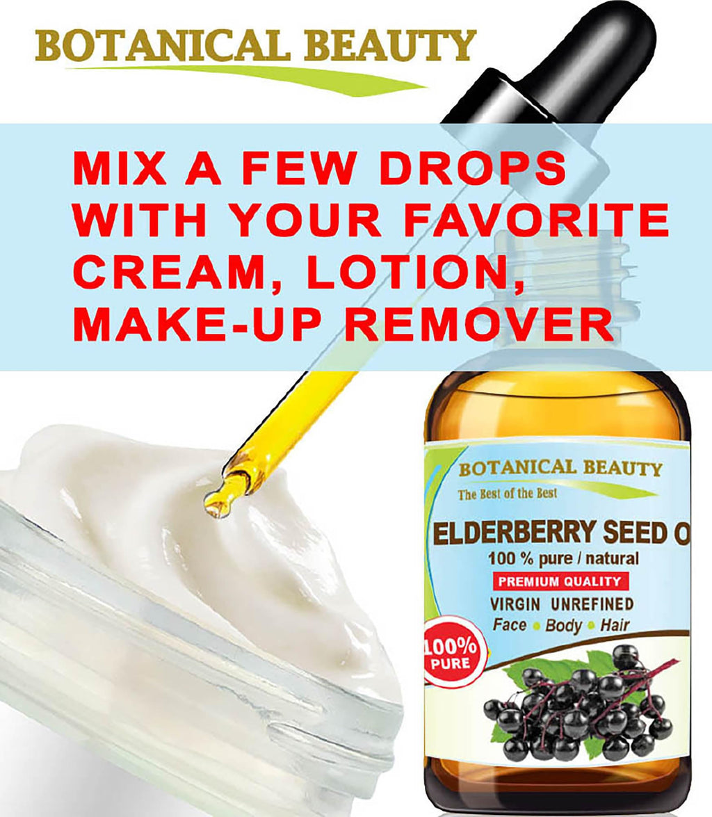 Botanical Beauty Belgian Elderberry Seed Oil – 100% Pure, Cold-Pressed Carrier Oil (1 oz) for Face, Skin & Hair
