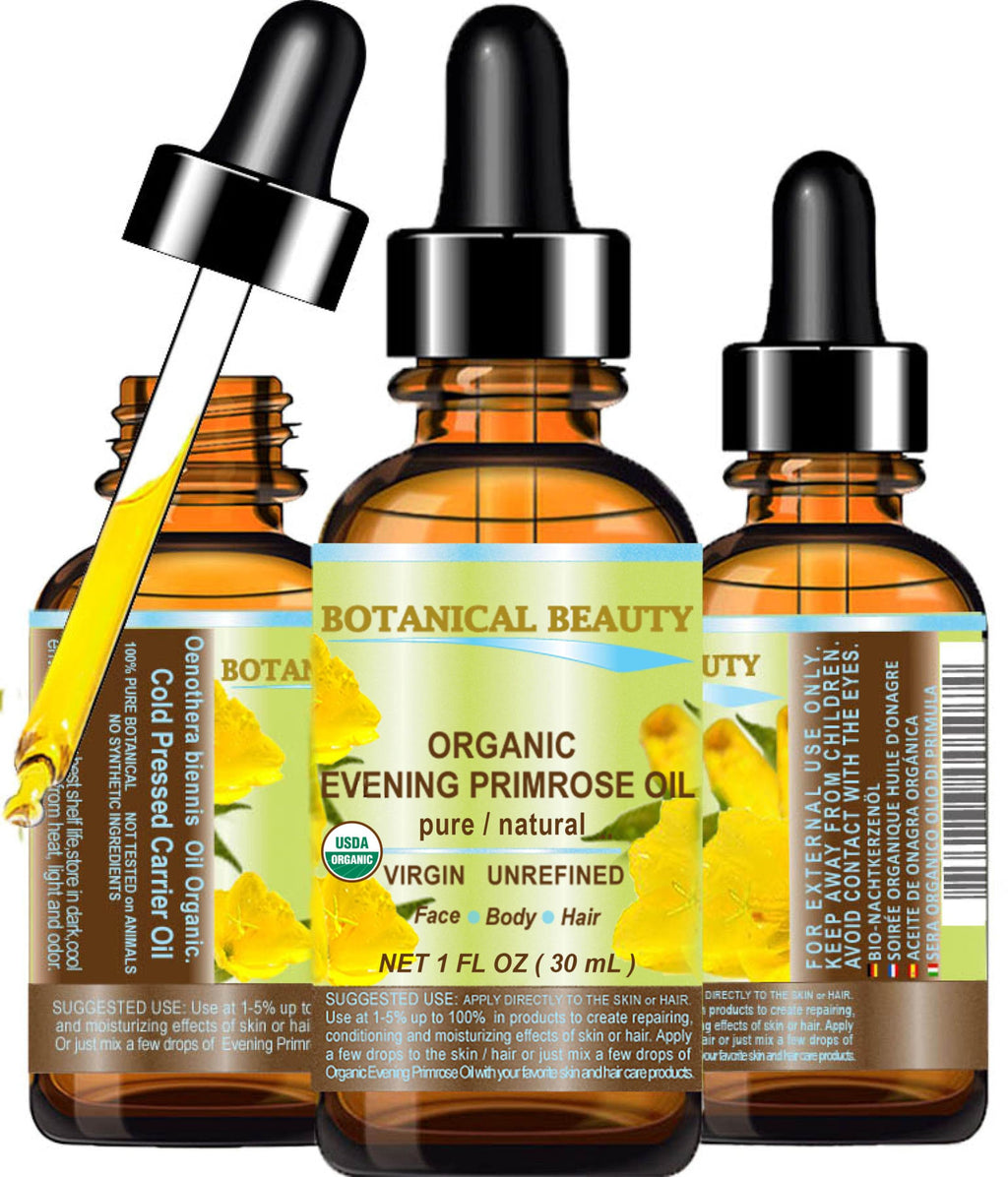Botanical Beauty Evening Primrose Oil 100% Pure Organic Cold-Pressed Carrier Oil