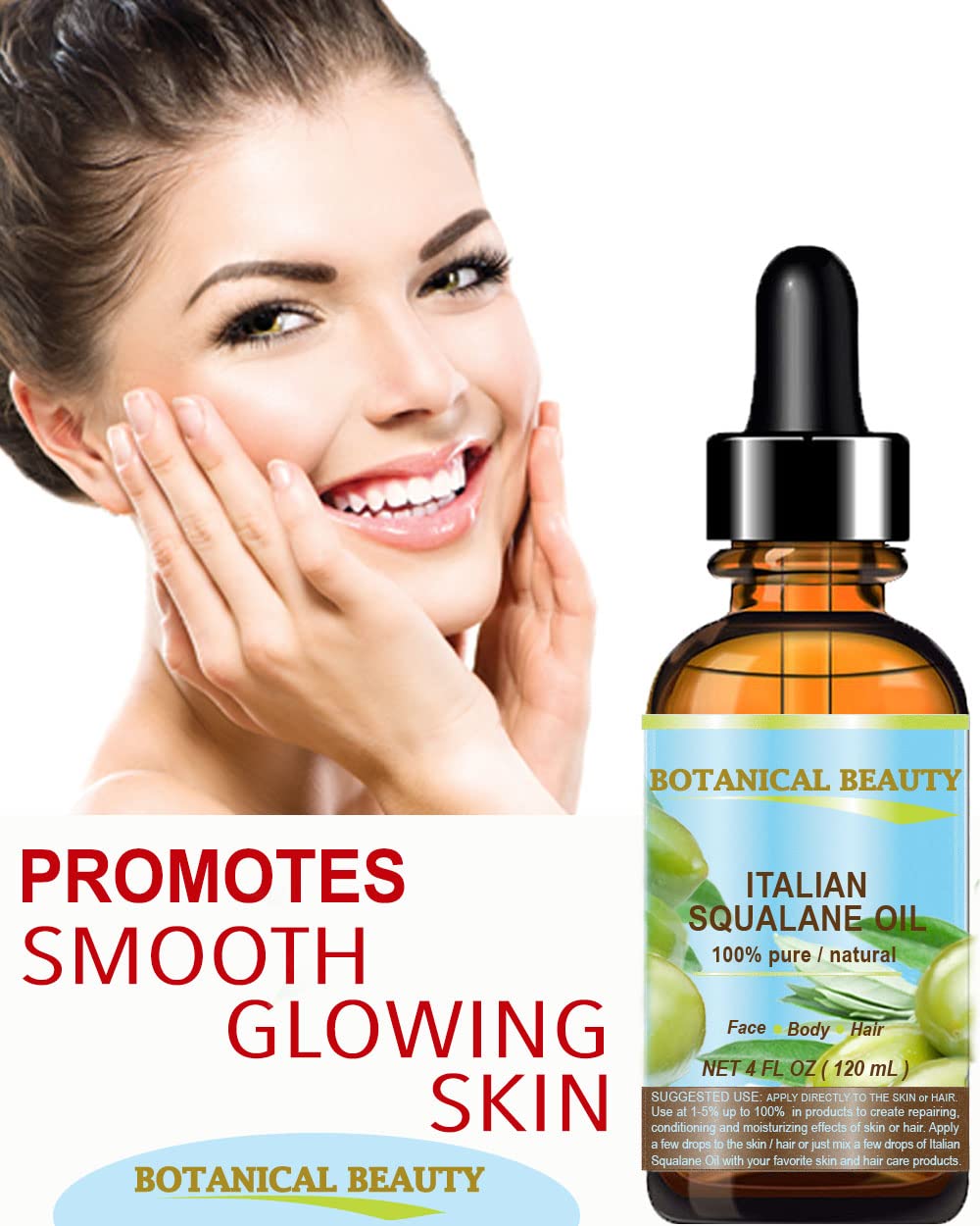 Botanical Beauty Squalane – 100% Pure Olive Oil Moisturizer (2 fl oz)
