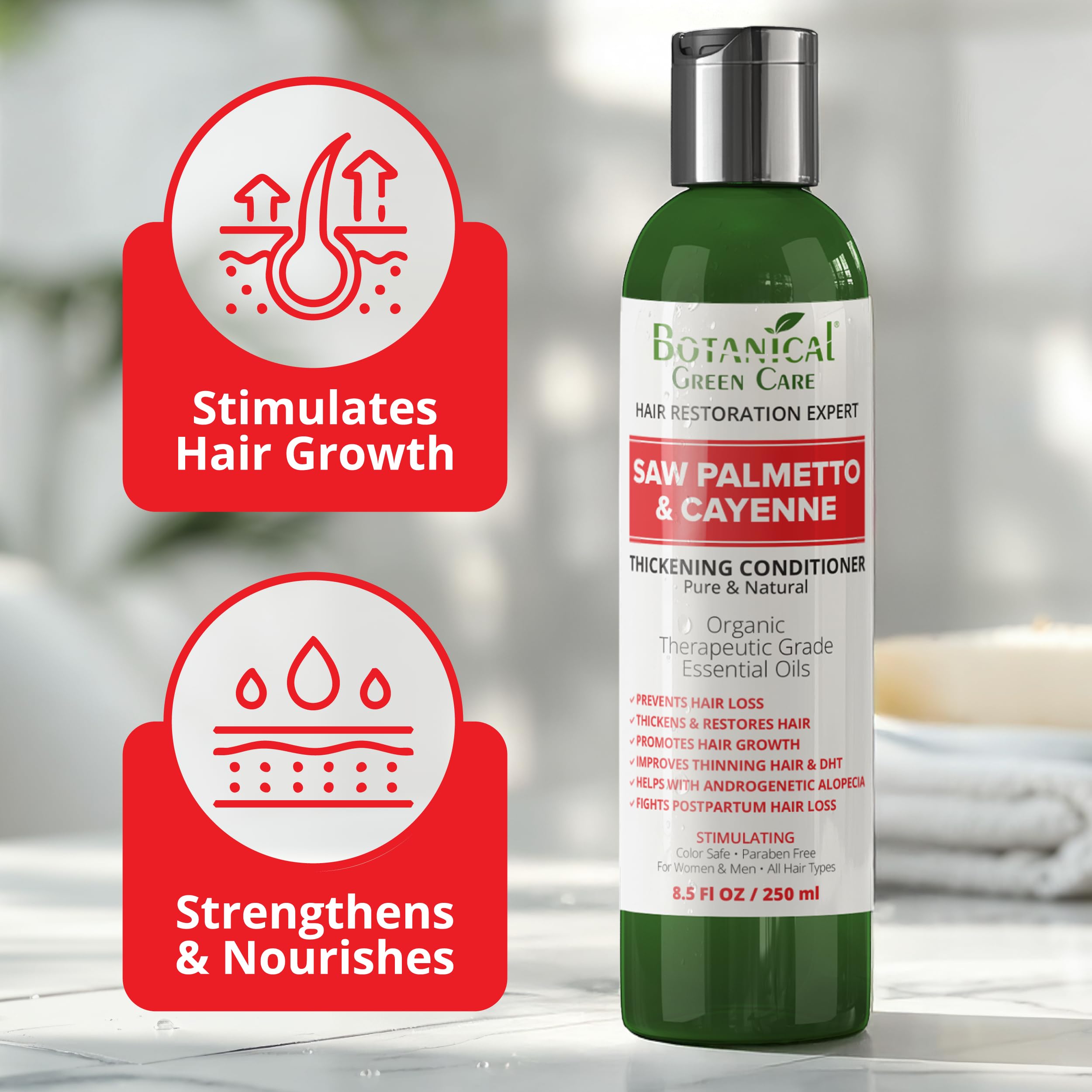 Botanical Green Care Saw Palmetto Cayenne Conditioner | Thickening for Thinning Hair