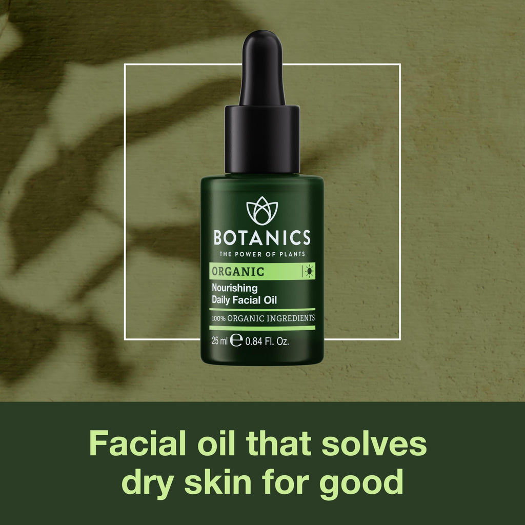 Botanics Facial Oil for Men – Nourishing Daily Face & Beard Oil with Argan & Rosehip | Lightweight, Non-Greasy | Vegan & Cruelty-Free (0.84 Fl Oz)