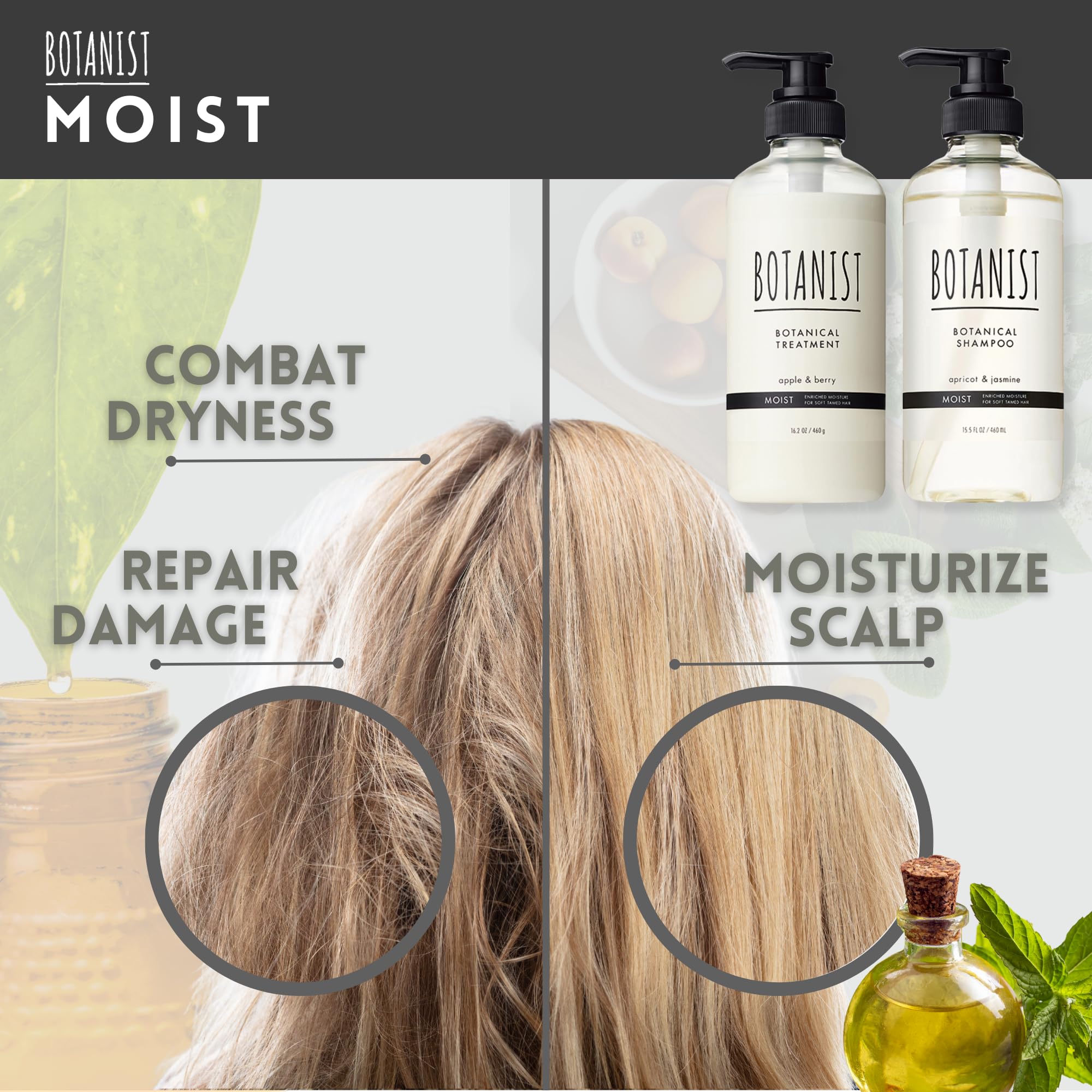 BOTANIST Keratin Shampoo & Conditioner Set with Argan Oil – Sulfate-Free, 31.7 oz
