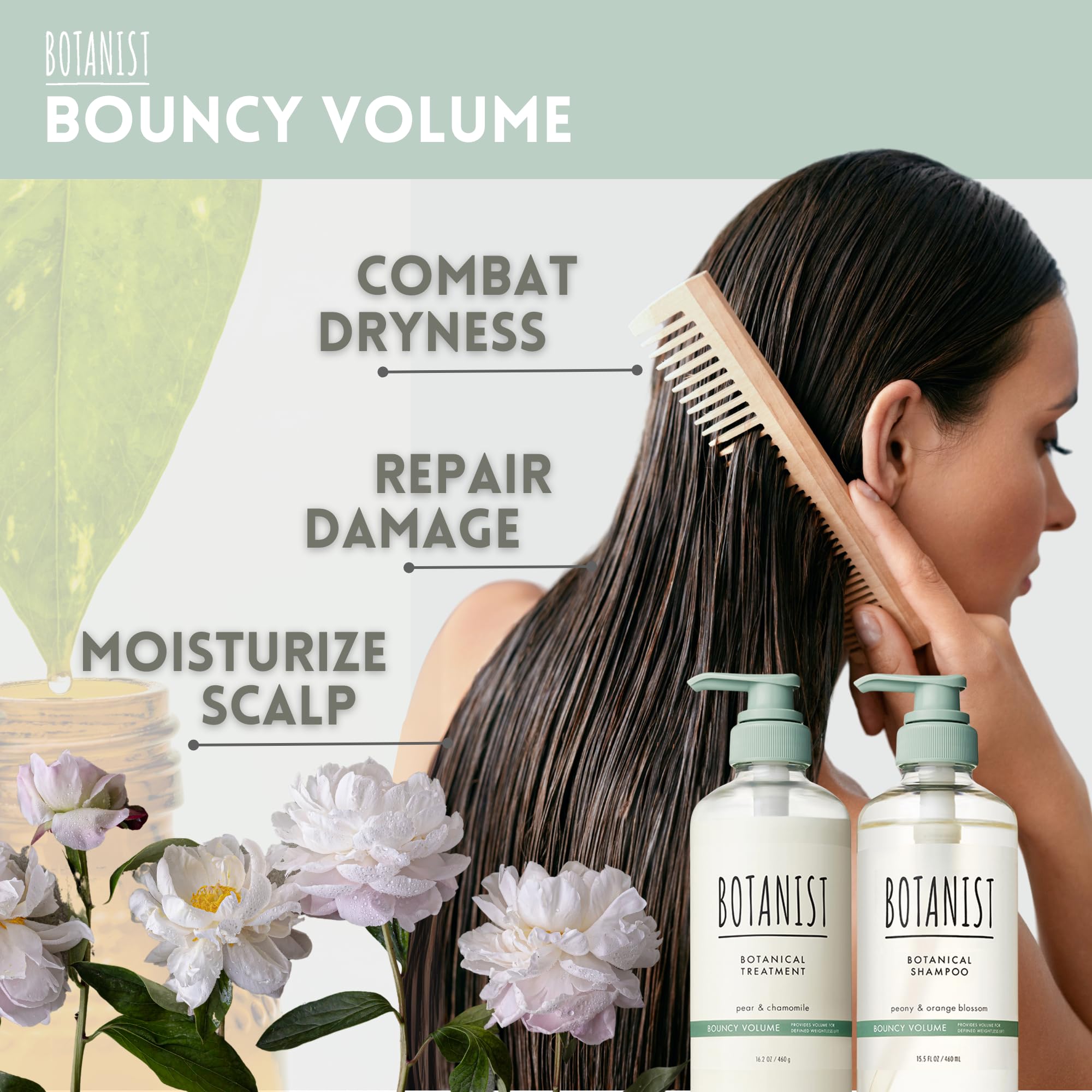 Botanist Bouncy Volume Shampoo & Conditioner for Curly Hair – Keratin, Collagen, Honey & Jojoba, 31.7 oz