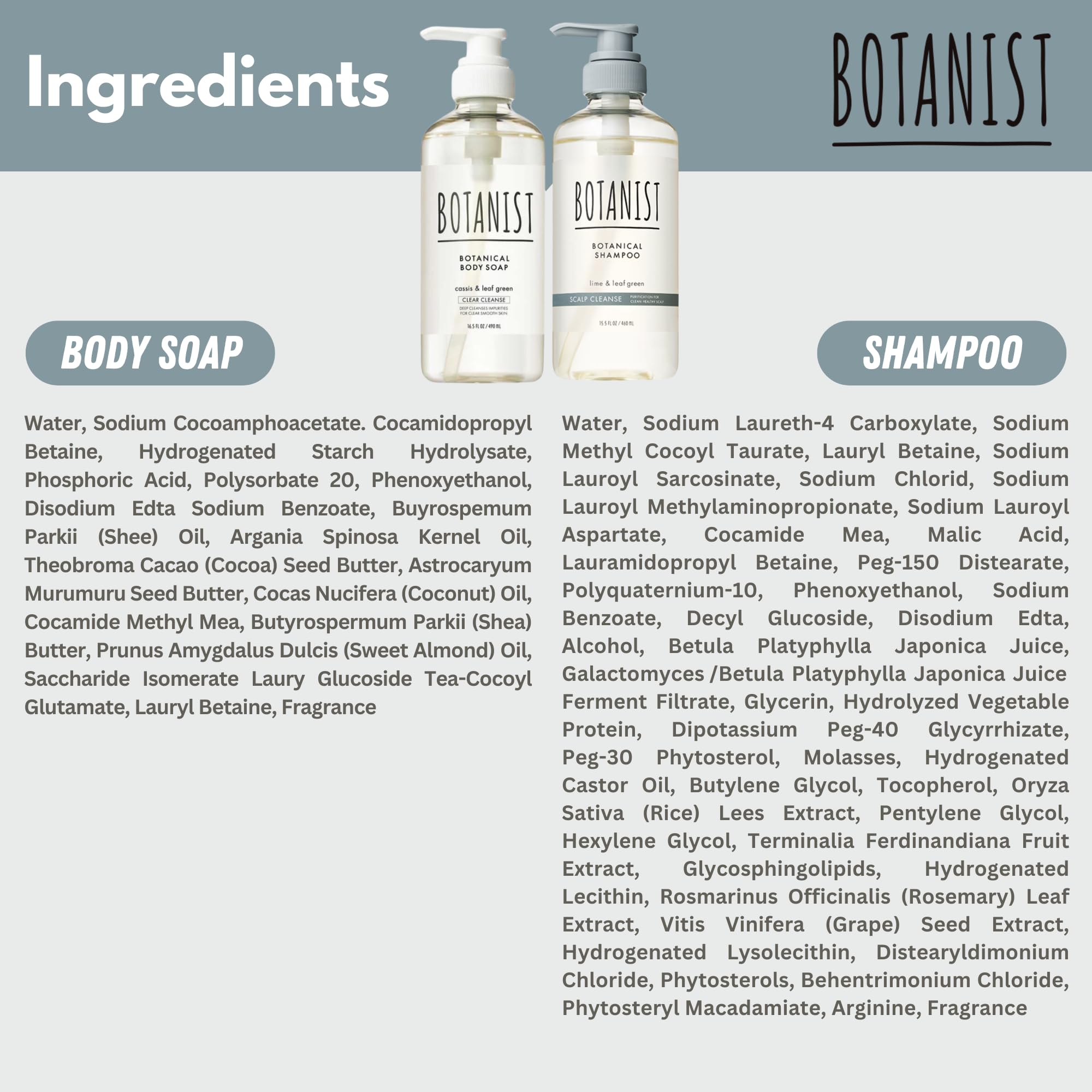 Botanist Organic Body Wash & Shampoo Set — Hydrating, Sulfate-Free, Japanese Keratin & Honey