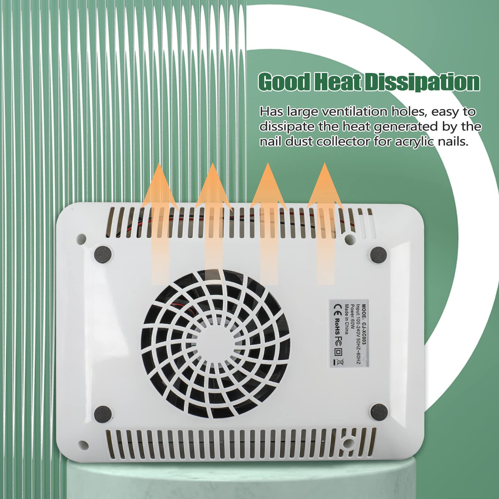 BQAN Nail Dust Collector 60W – Powerful Salon Vacuum with LED Lamp, Dust Brush & Hand Cushion