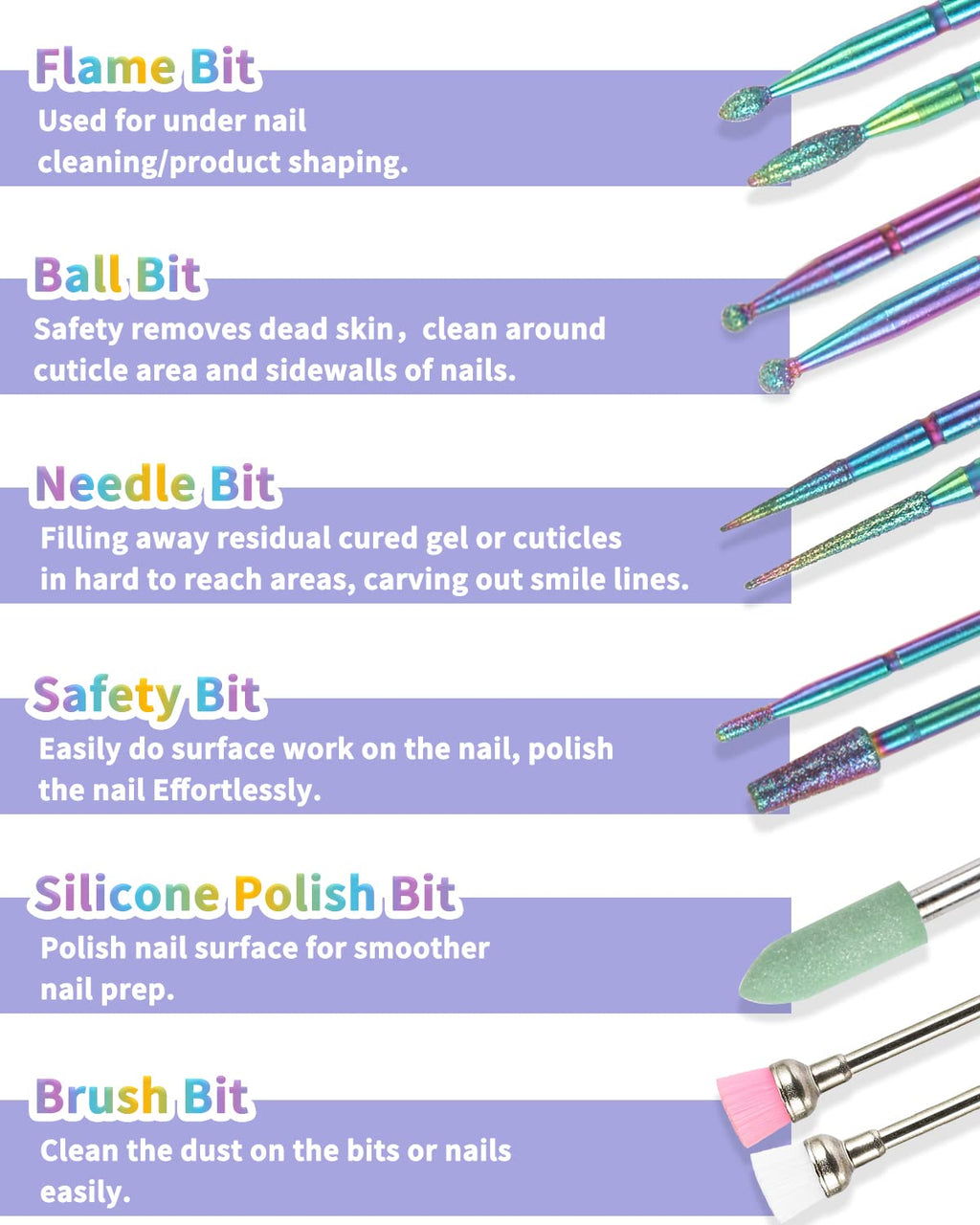 BQAN Nail Drill Bits 17Pcs Tungsten Carbide Set 3/32 inch for Nail Drill Efile - Professional & Home Use