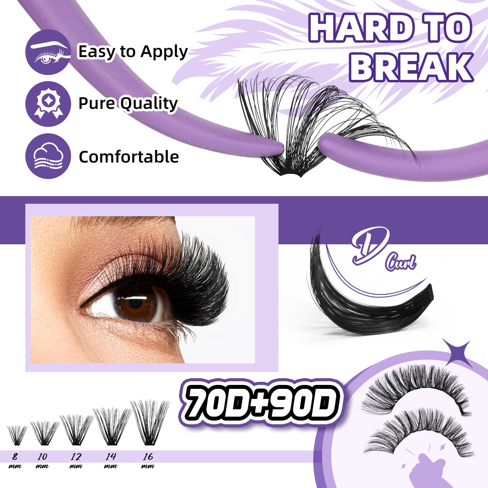 B&Q Lash Clusters Kit 280PCS Ultra Soft 70D+90D D Curl DIY Lash Extension Kit