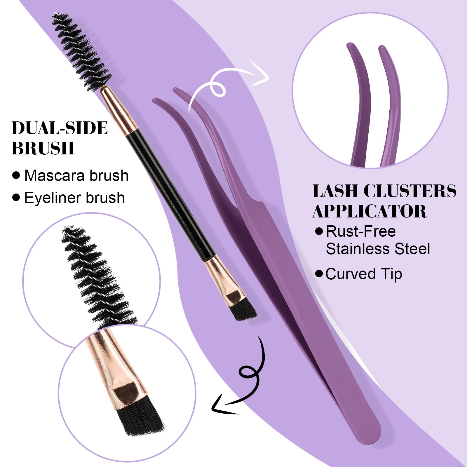 B&Qaugen Lash Clusters Kit 280PCS – DIY 40D-C Lashes with Bond and Seal