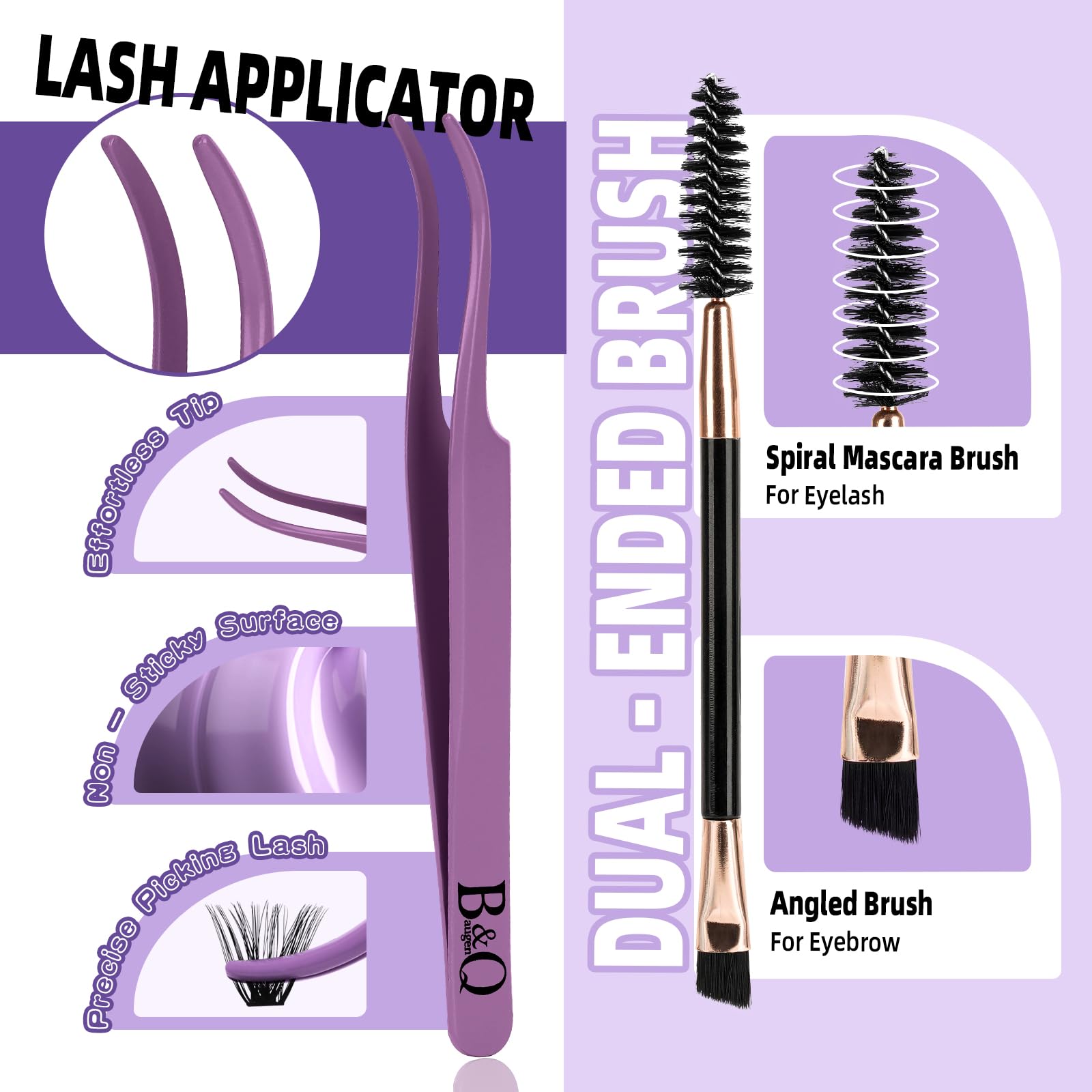 B&Q Lash Clusters Kit 280PCS Ultra Soft 70D+90D D Curl DIY Lash Extension Kit