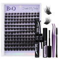 B&Qaugen Feath5D 03 Lash Clusters Kit – Wispy Fluffy, Glue & Tools (8-18mm C Curl)