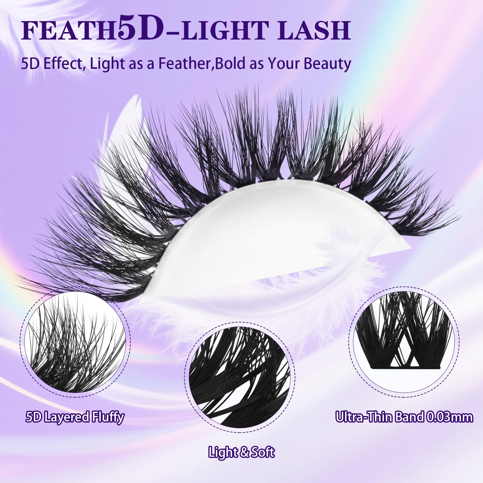 B&Qaugen Wispy Flora Feath5D Lash Clusters Kit – Lightweight 8-18mm C-Curl Lashes + Glue & Tools
