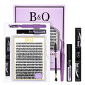 B&Qaugen Lash Clusters Kit 280PCS – DIY Eyelash Extensions (30D/40D, C Curl) with Bond & Seal