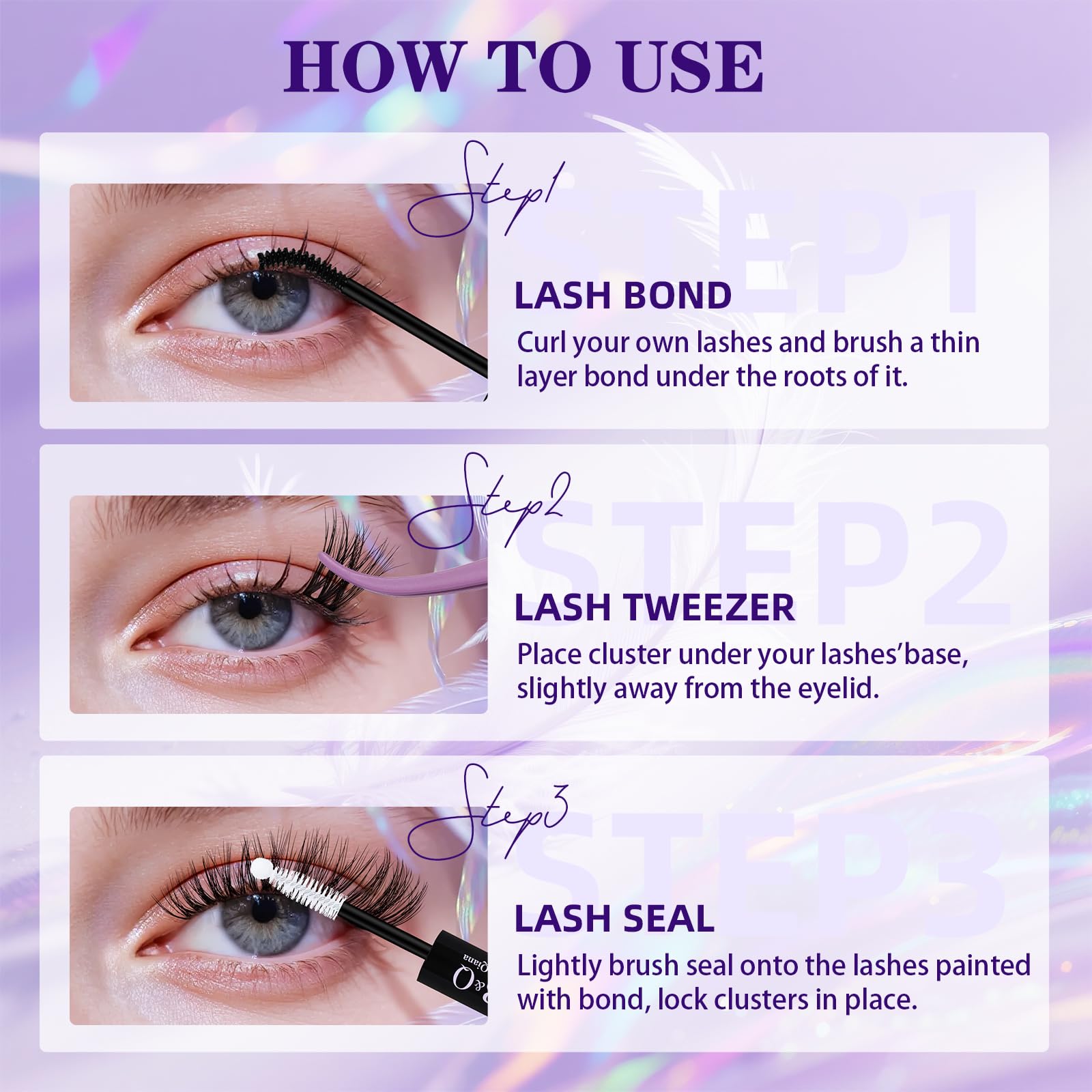 B&Qaugen Lash Clusters Kit Wispy Fluffy Feath5D – 8-18mm C Curl, Waterproof, Glue & Tools