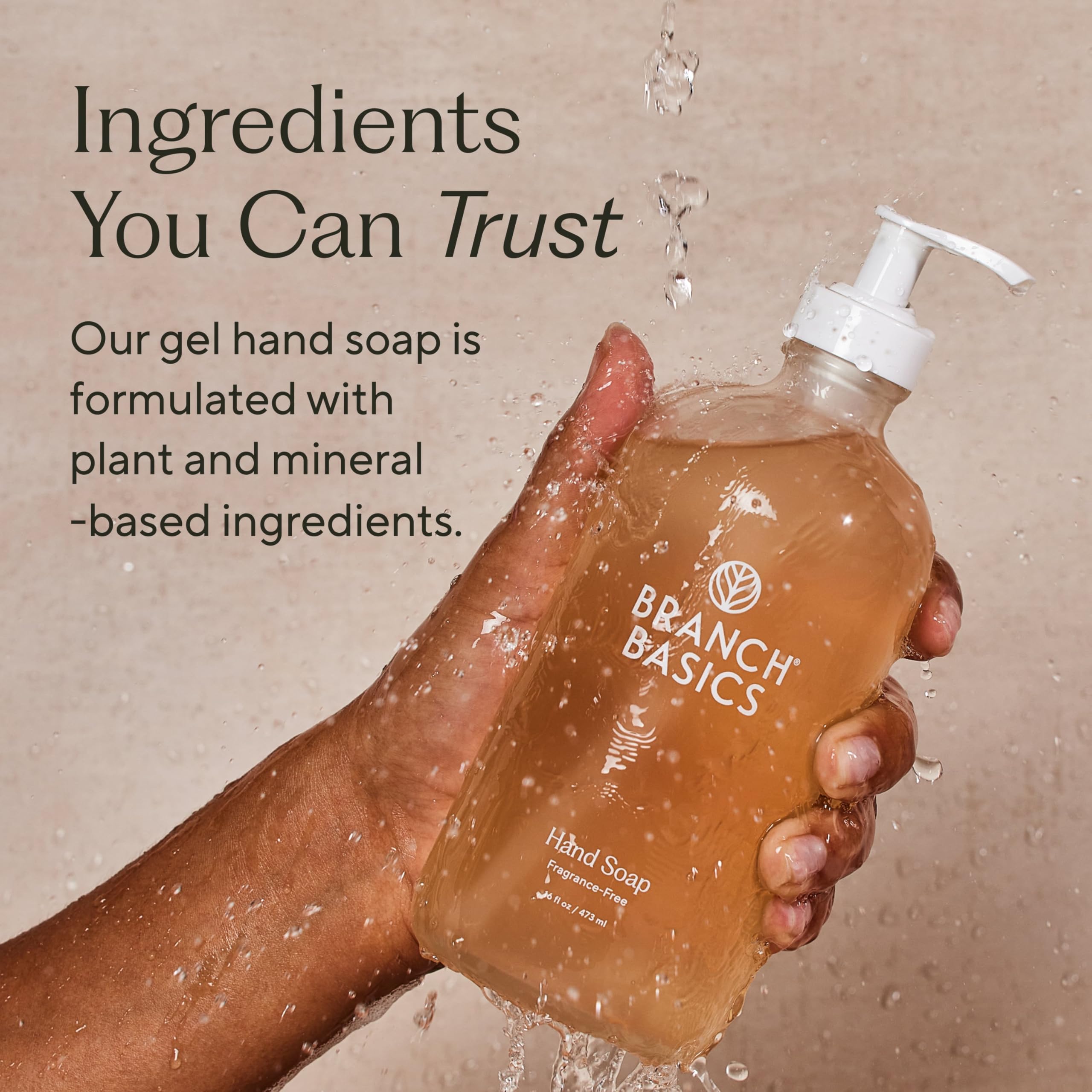 Branch Basics Gel Hand Soap – 16oz, Fragrance-Free Plant & Mineral Formula
