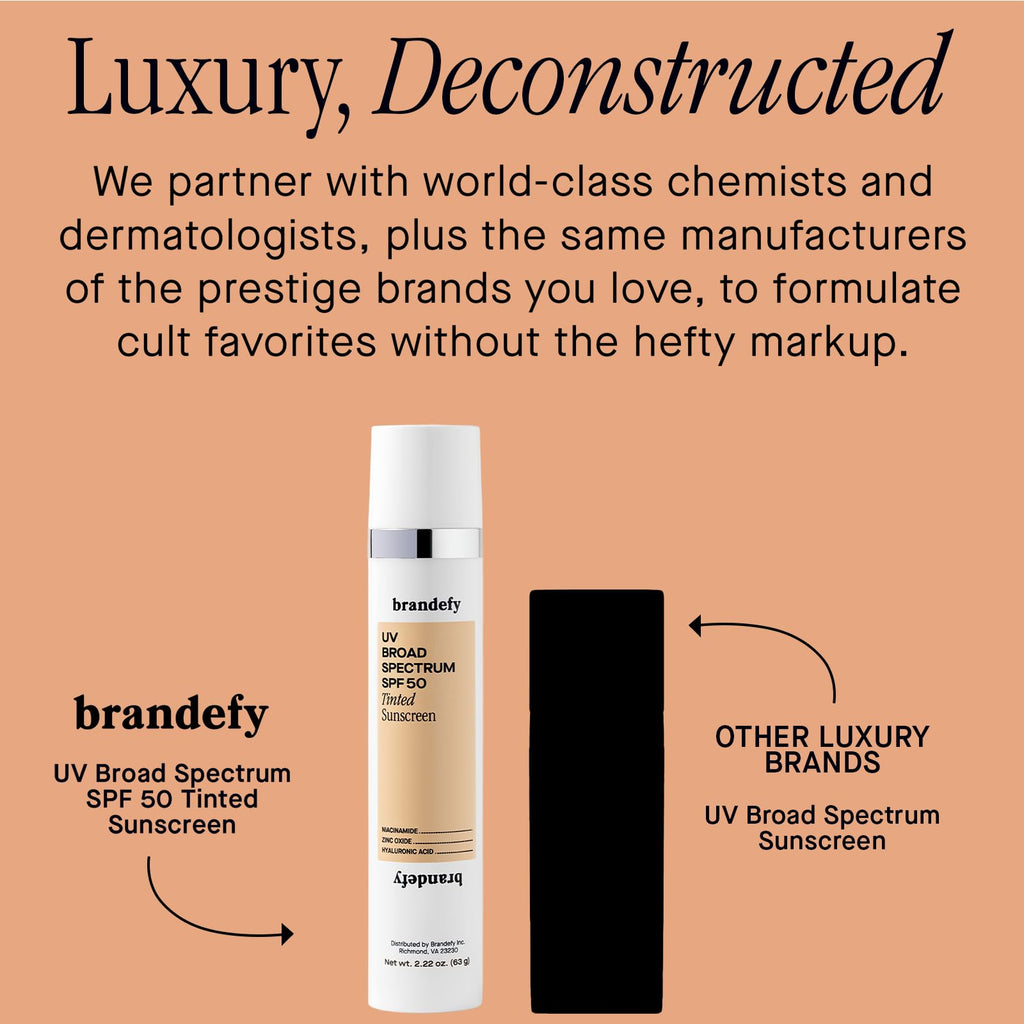 Brandefy UV Tinted SPF 50: Hydrating Mineral Sunscreen with Niacinamide | Made in USA