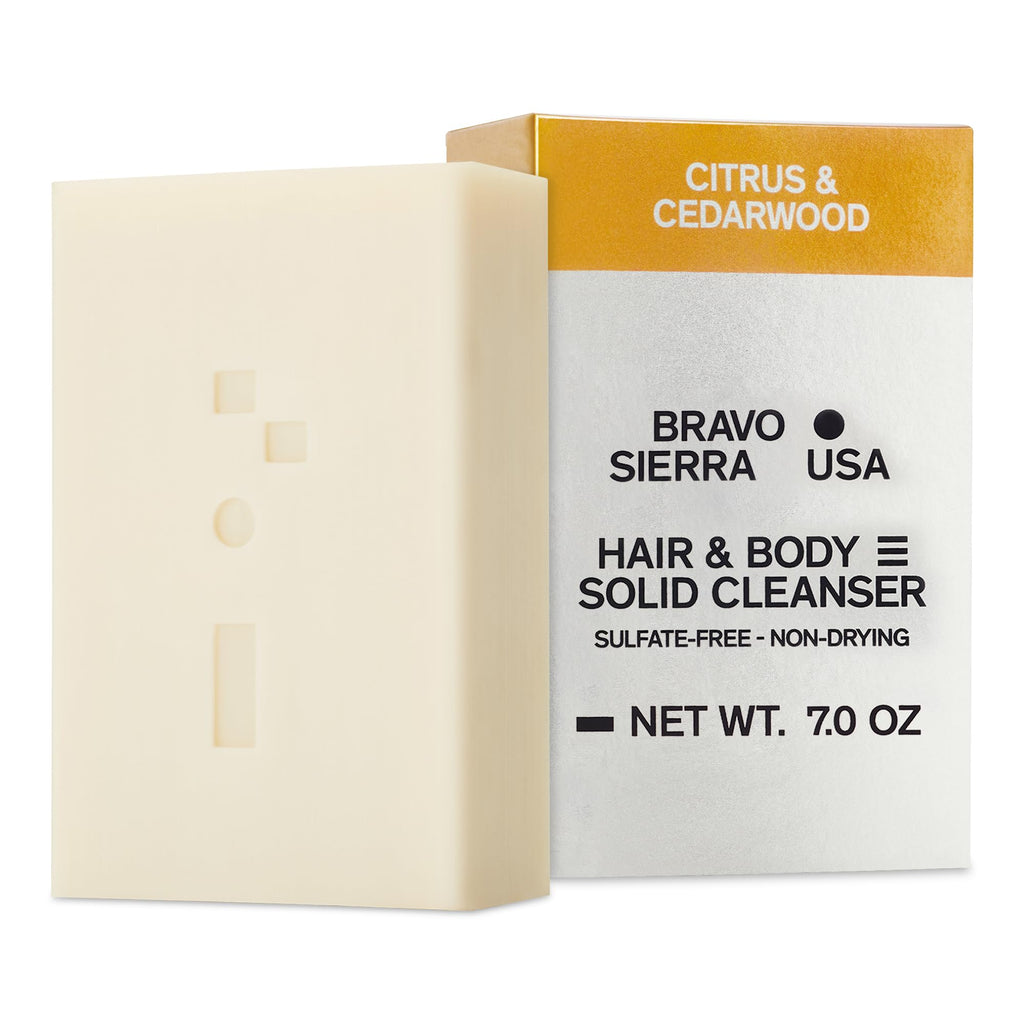 Bravo Sierra All-In-One Shampoo & Face Soap Bar – Citrus & Cedarwood | Coconut, Shea Butter & Oat Flour, 7 oz