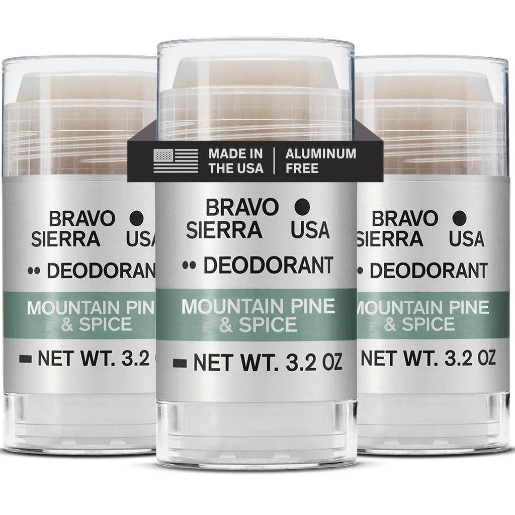 Bravo Sierra Aluminum-Free Deodorant for Men | 3-Pack Mountain Pine & Spice