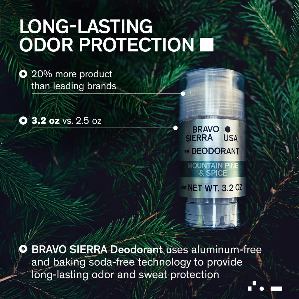 Bravo Sierra Aluminum-Free Deodorant for Men | 3-Pack Mountain Pine & Spice