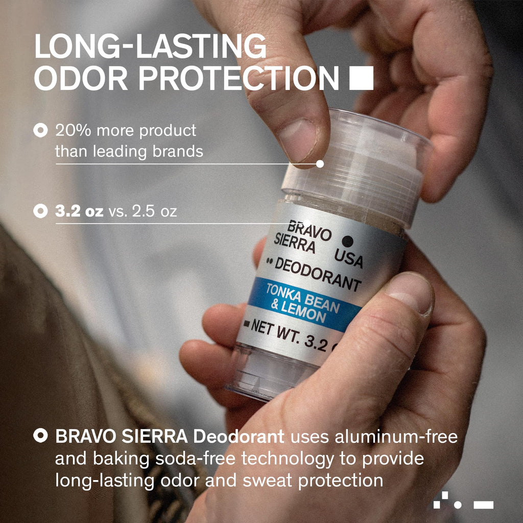 Bravo Sierra Aluminum-Free Deodorant for Men - 2-Pack, Tonka Bean & Lemon, 3.2 oz