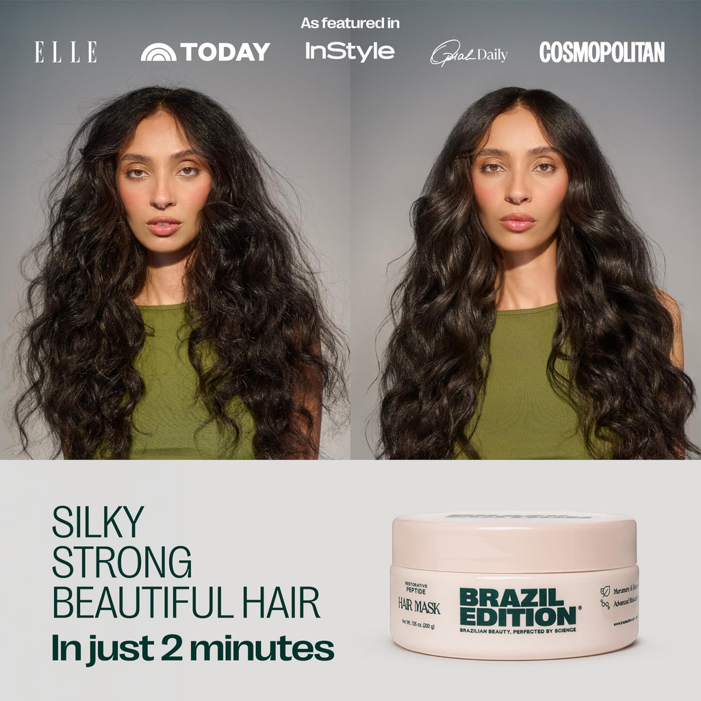 BRAZIL EDITION Restorative Peptide Hair Mask – 2-Minute Deep Repair, Hydration & Shine (7 oz)