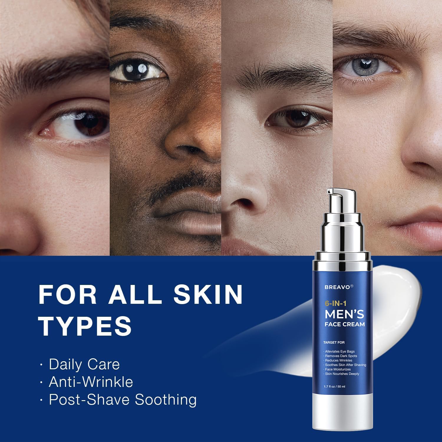 Breavo 6 in 1 Face Cream for Men – Anti-Aging, Eye Bags & Wrinkle Reduction (Pack of 2)