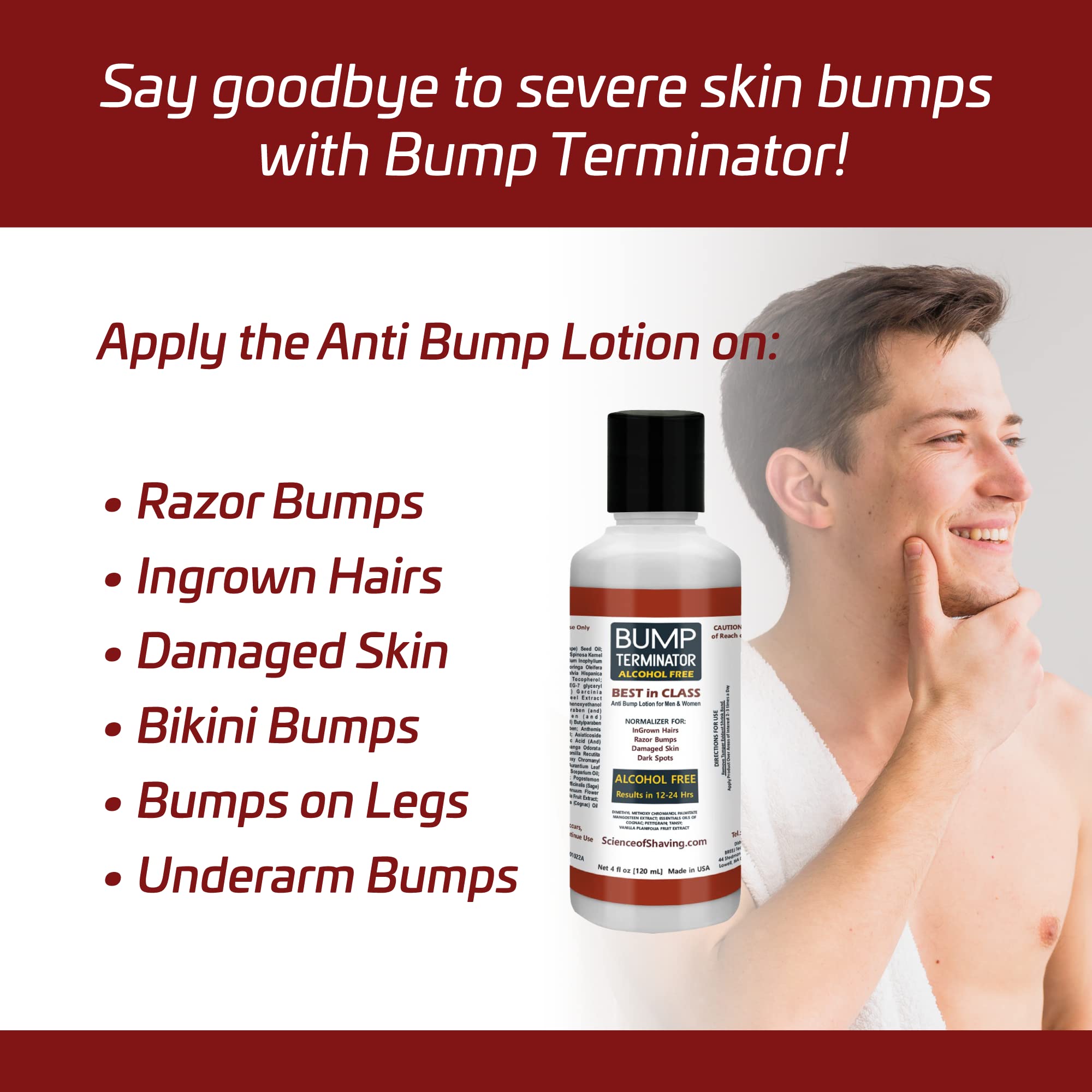 BREEJ Bump Terminator Alcohol-Free Razor Bump Lotion Pack of 2, 4 fl oz