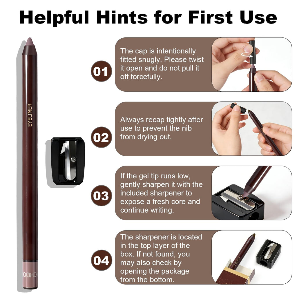 Brenqe Plum&Brown 2PCS Gel Eyeliner Pencil | Waterproof, Long-Lasting Plum & Brown