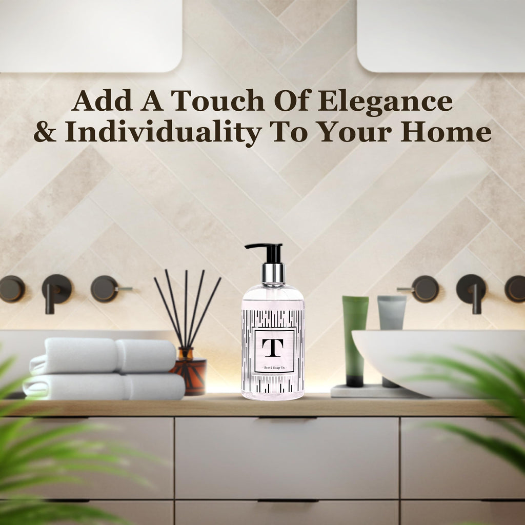 Brevä Soap Co. Monogrammed Luxury Liquid Hand Soap – Letter B | Citrus Bloom Scent | 12 oz Pack of 2