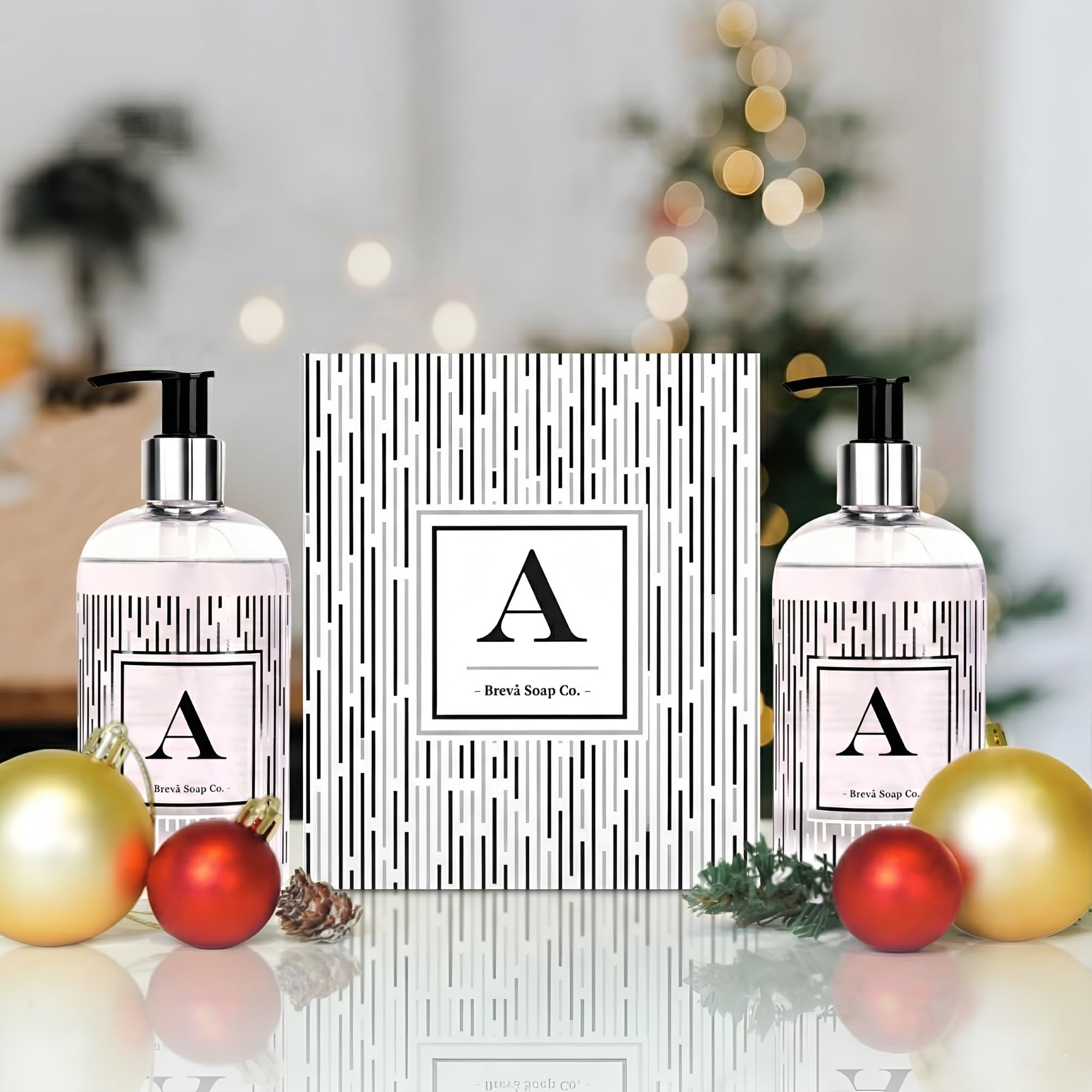Brevä Soap Co. Monogrammed Luxury Liquid Hand Soap – Letter B | Citrus Bloom Scent | 12 oz Pack of 2