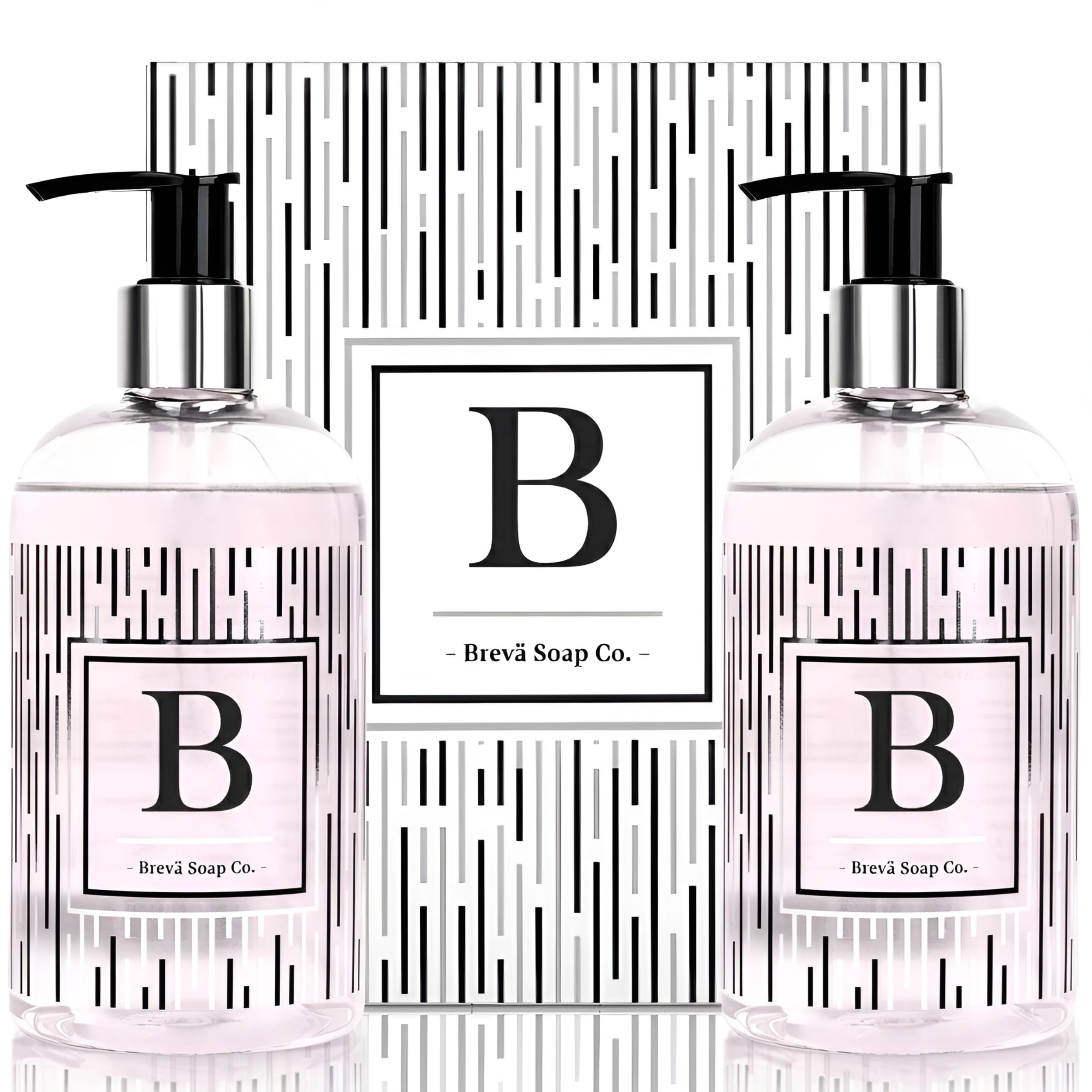 Brevä Soap Co. Monogrammed Luxury Liquid Hand Soap – Letter B | Citrus Bloom Scent | 12 oz Pack of 2