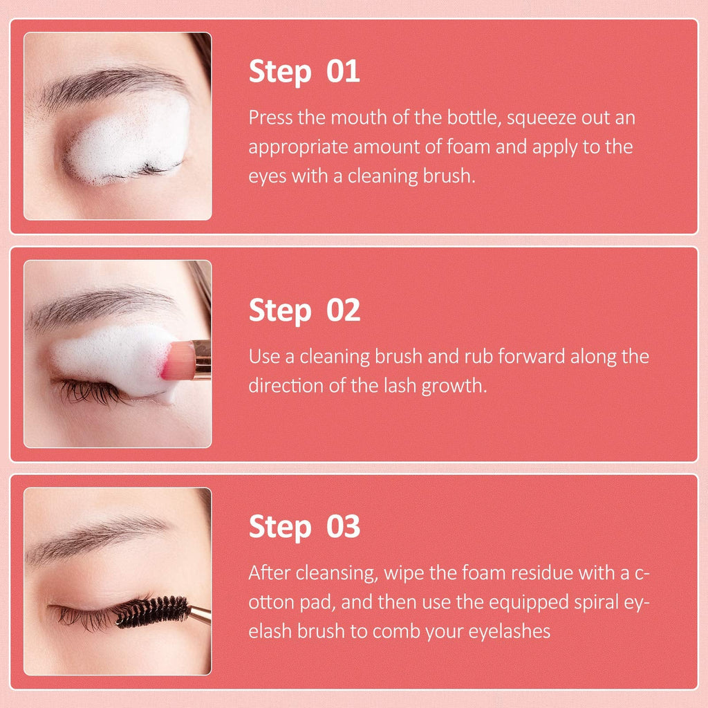 BREYLEE Eyelash Extension Cleanser | 200ml Foam Shampoo with Brush for Salon & Home Use