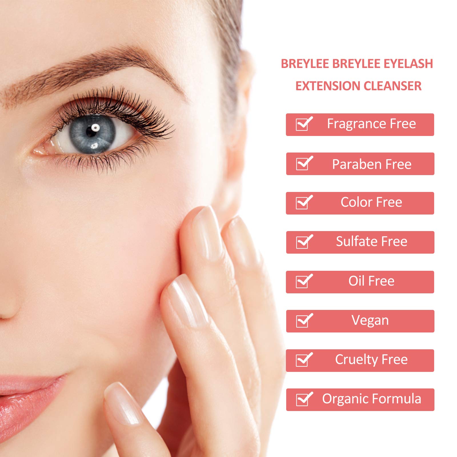 BREYLEE Eyelash Extension Cleanser | 200ml Foam Shampoo with Brush for Salon & Home Use