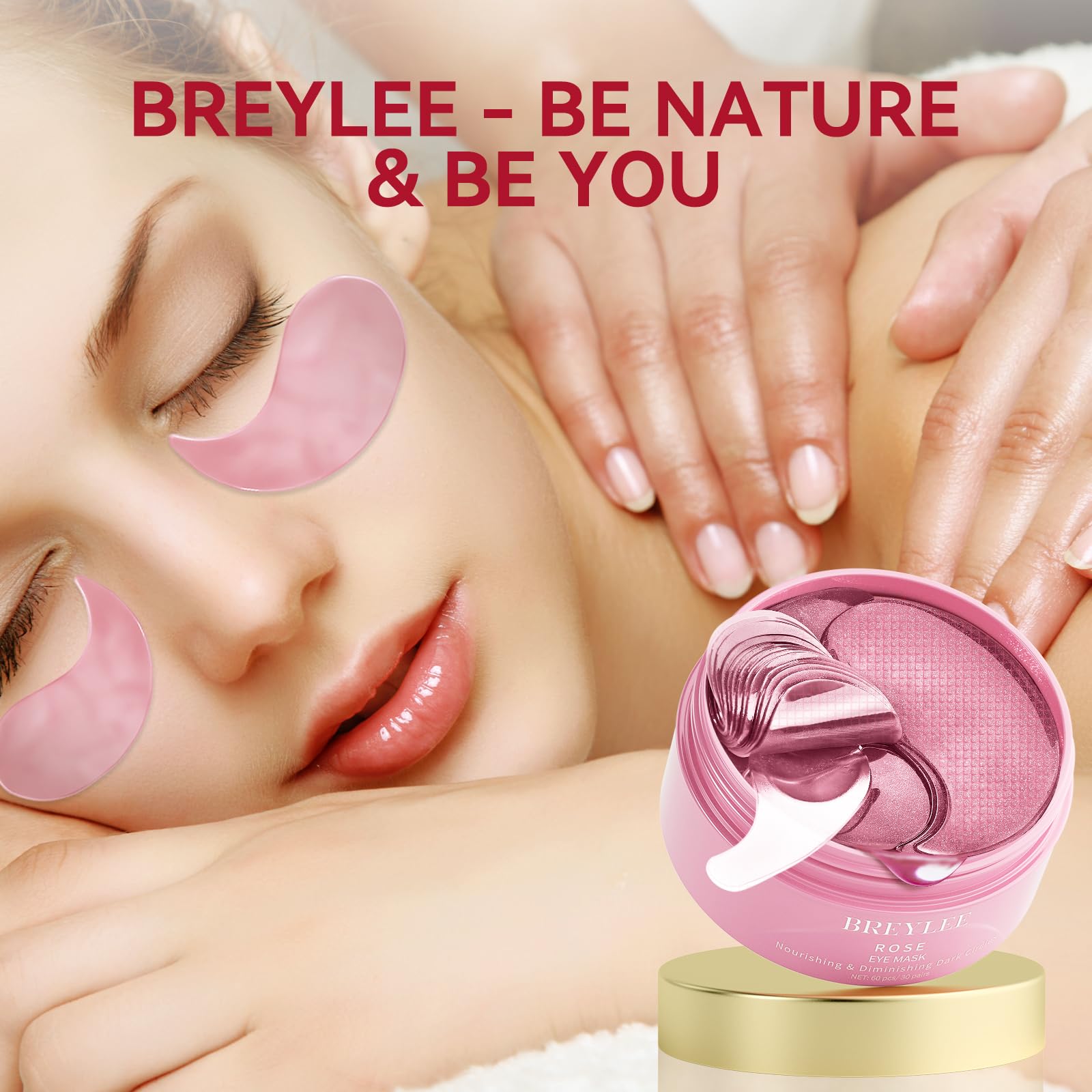 BREYLEE Rose Eye Patch – Hydrating Under Eye Patches (60 Pcs) for Puffy Eyes