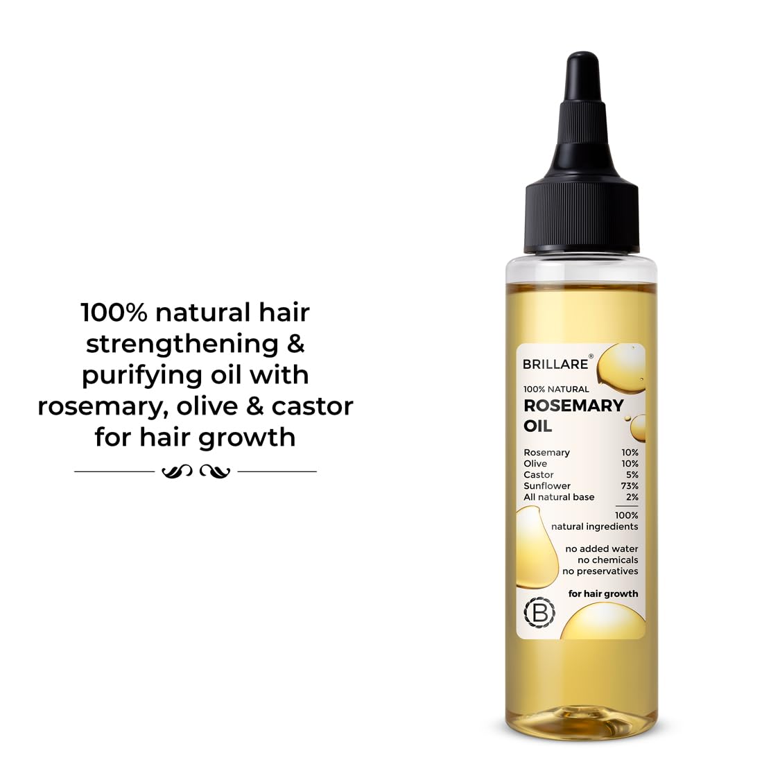 BRILLARE Rosemary Hair Oil – Healthy Hair, 3.38 Fl Oz