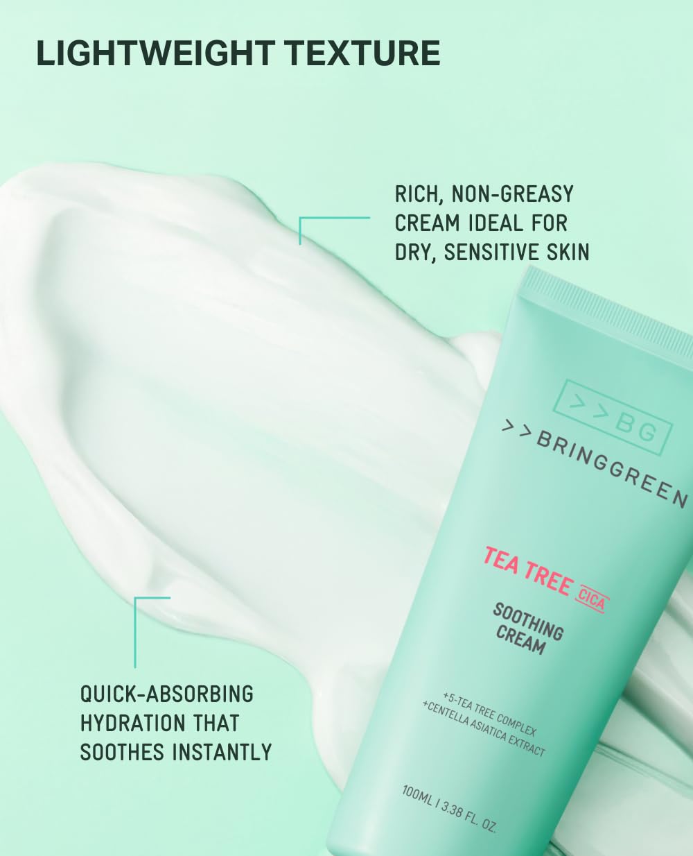 BRING GREEN Tea Tree Cica Soothing Cream Plus 100ml – Pack of 2
