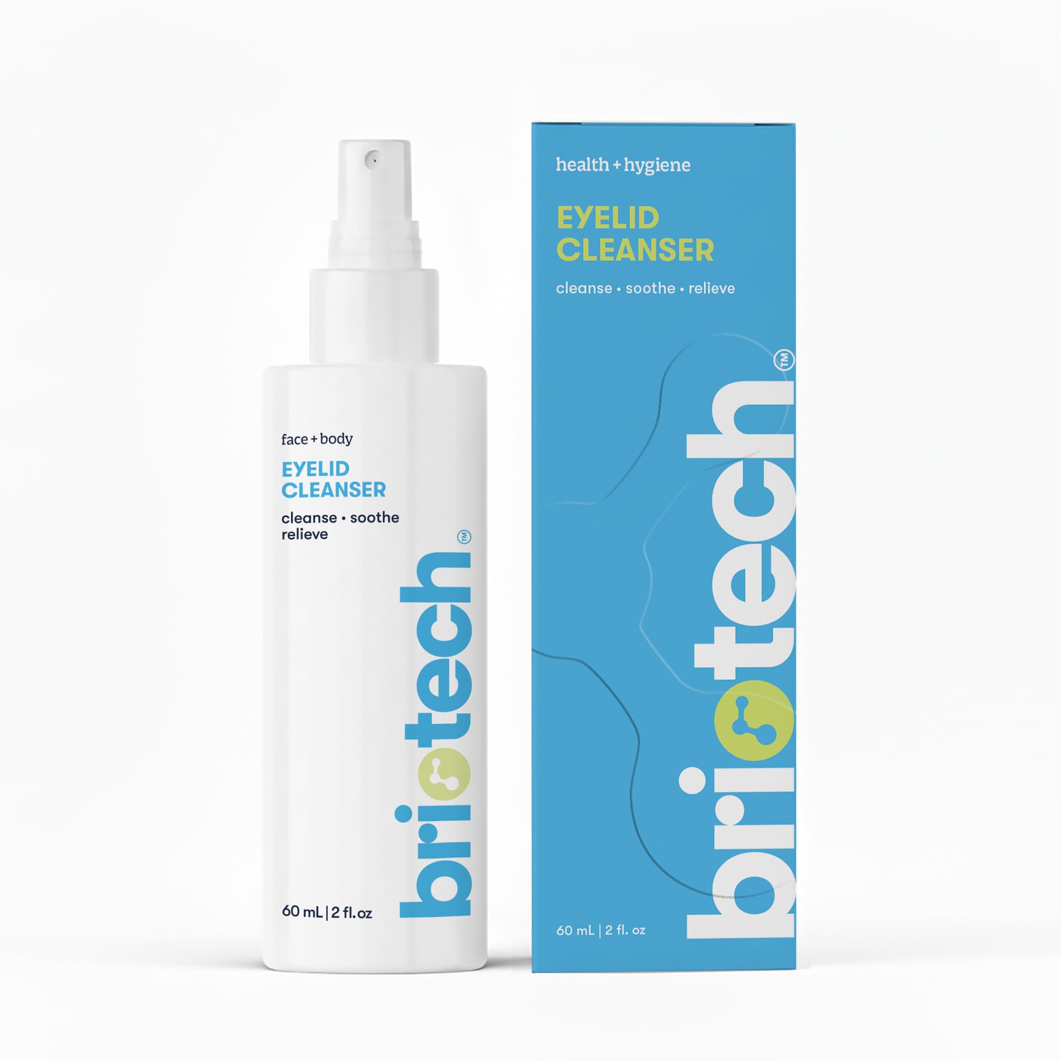 BRIOTECH Eyelid Cleanser with Hypochlorous Acid Spray – Gentle Lid & Lash Cleanser, Travel Size 2 fl oz
