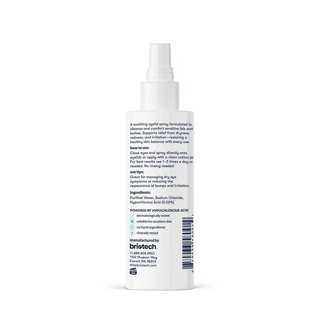 BRIOTECH Eyelid Cleanser with Hypochlorous Acid Spray – Gentle Lid & Lash Cleanser, Travel Size 2 fl oz