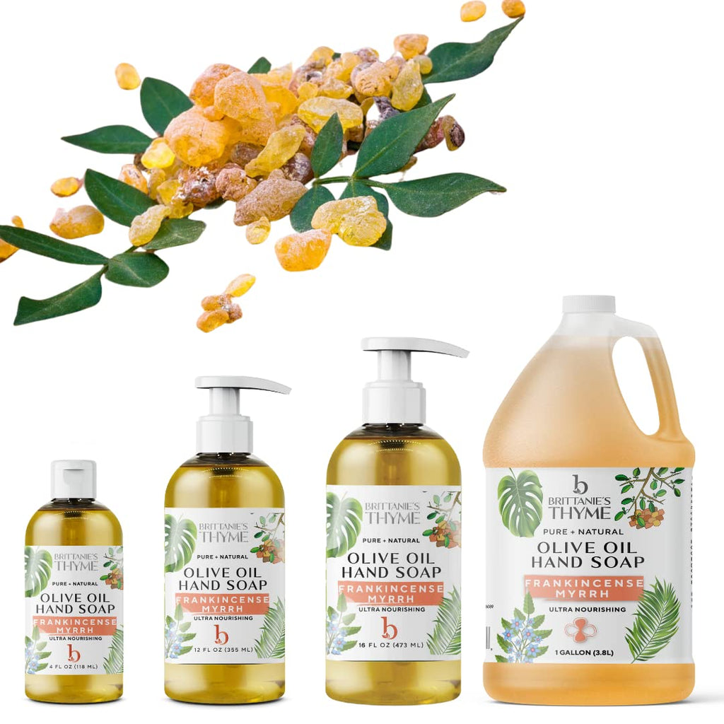 Brittanie's Thyme Pure Organic Castile Soap Refill with Frankincense — 1 Gallon | Vegan, Gluten-Free, Non-GMO