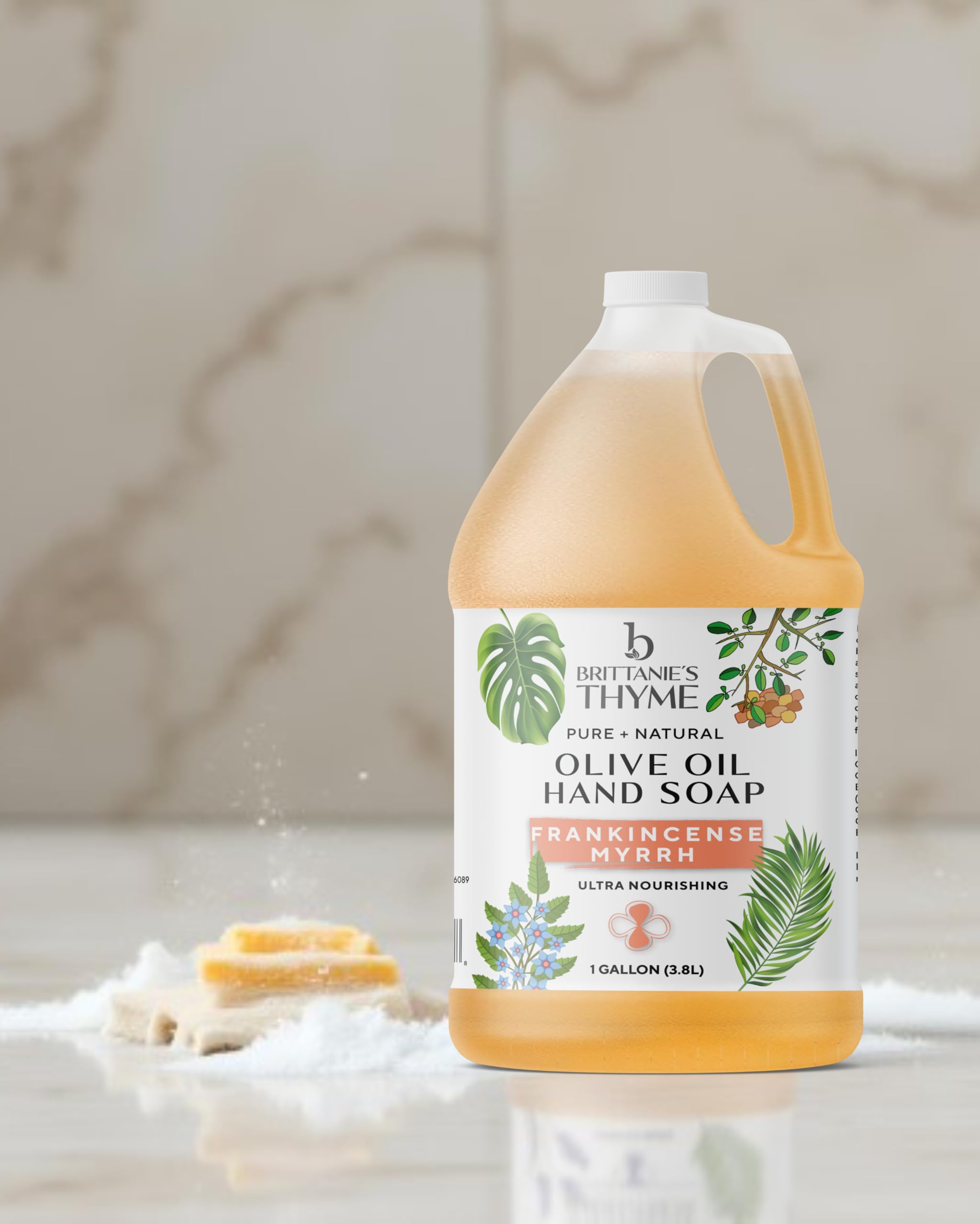 Brittanie's Thyme Pure Organic Castile Soap Refill with Frankincense — 1 Gallon | Vegan, Gluten-Free, Non-GMO