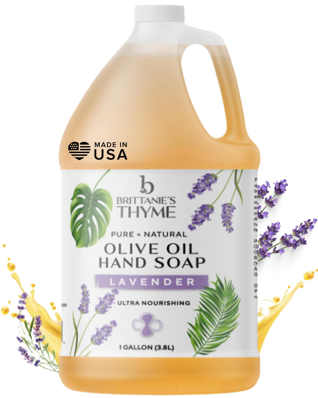 Brittanie's Lavender Castile Soap Refill – 1 Gallon | Vegan, Gluten Free & Non-GMO