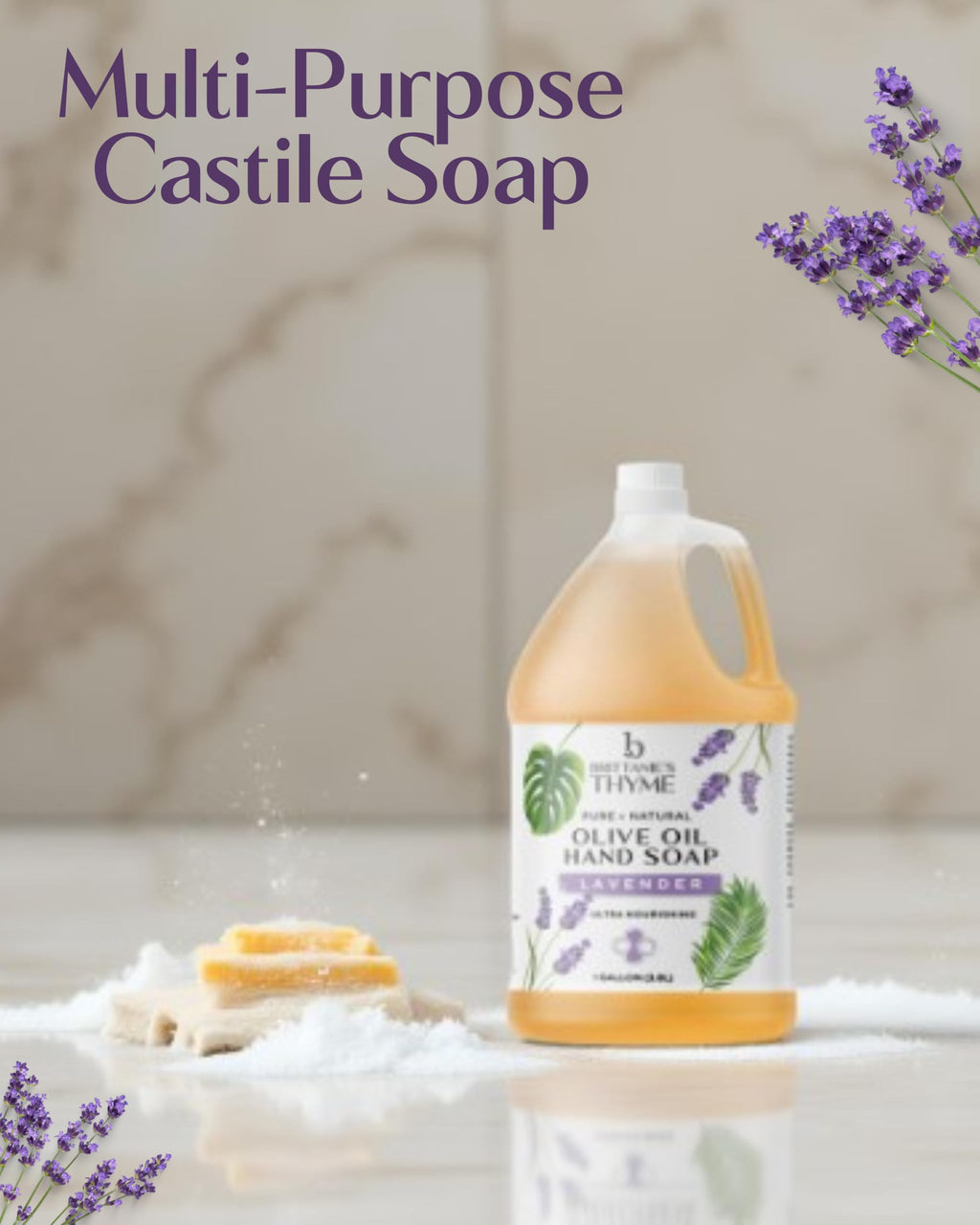 Brittanie's Lavender Castile Soap Refill – 1 Gallon | Vegan, Gluten Free & Non-GMO