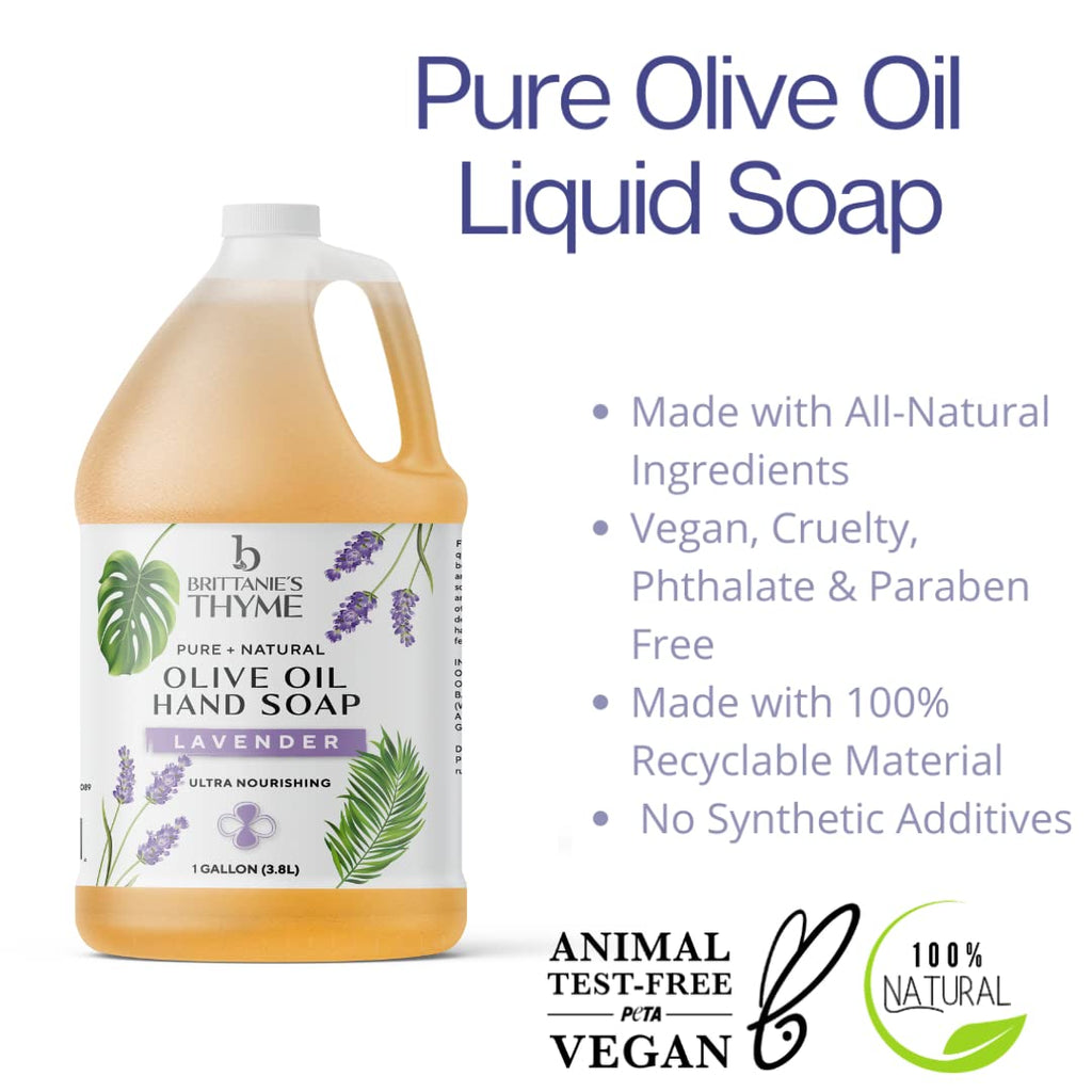 Brittanie's Lavender Castile Soap Refill – 1 Gallon | Vegan, Gluten Free & Non-GMO